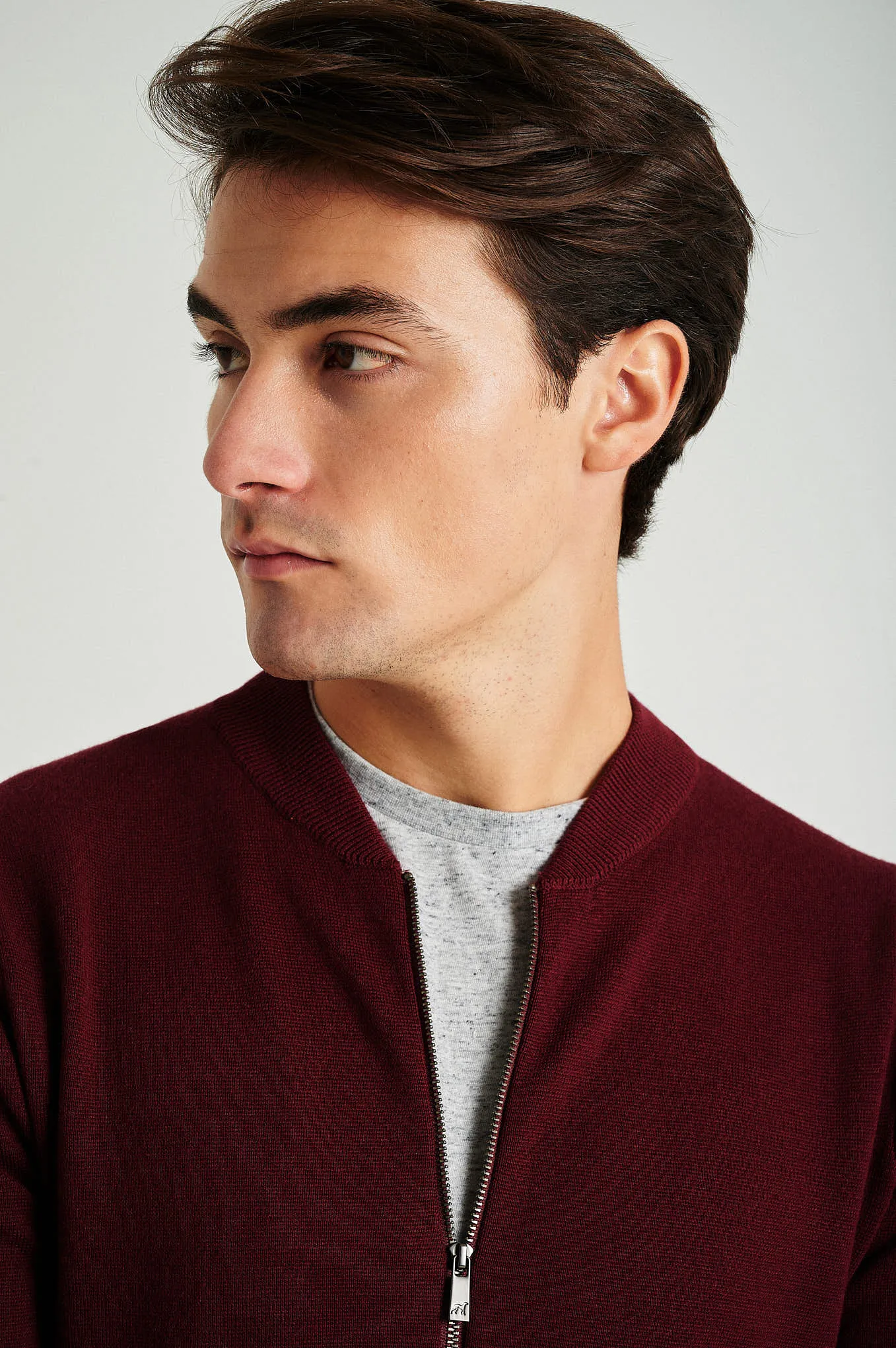 Men's long sleeve Coolmax blend cardigan with zipper