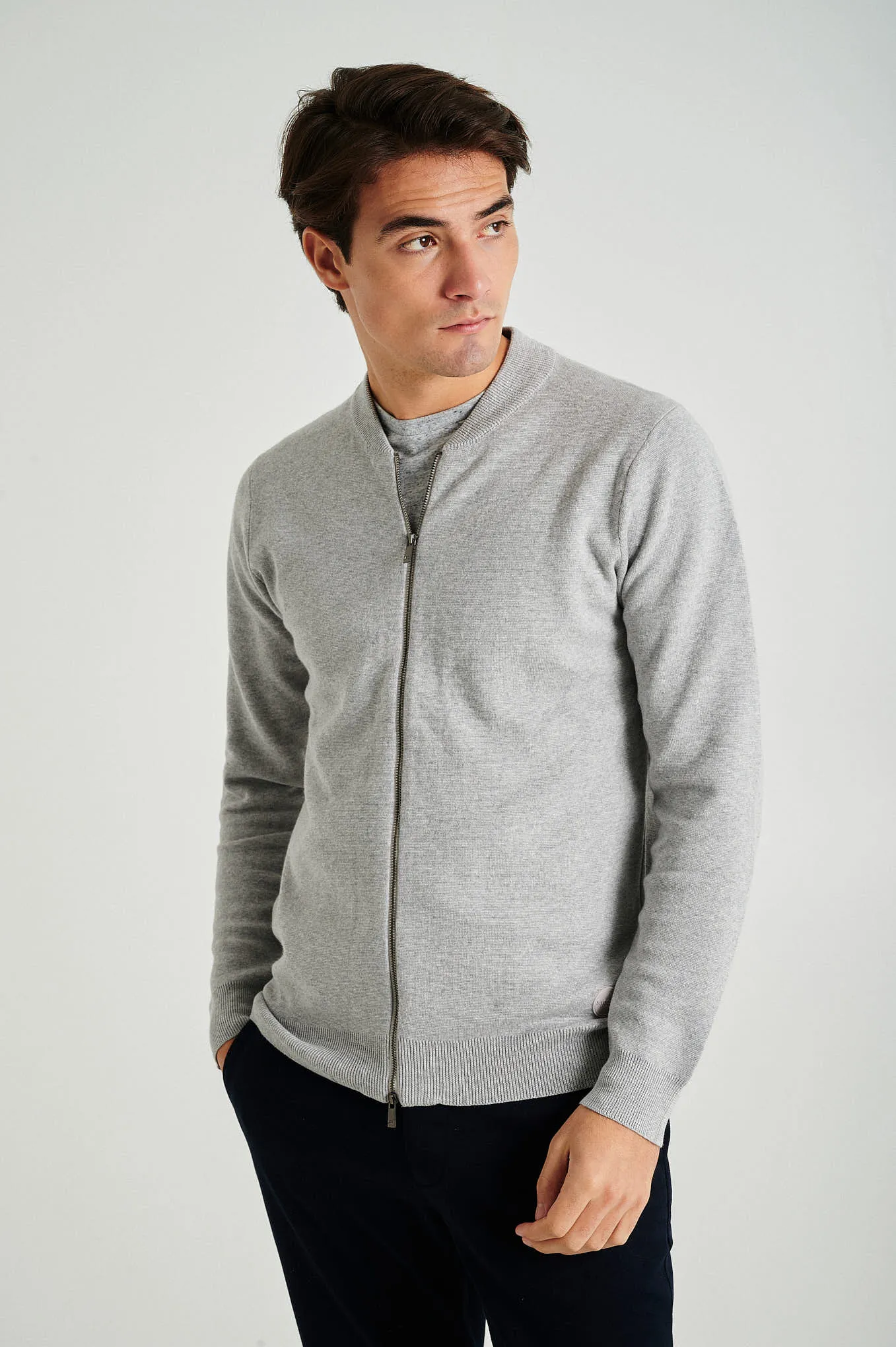 Men's long sleeve Coolmax blend cardigan with zipper