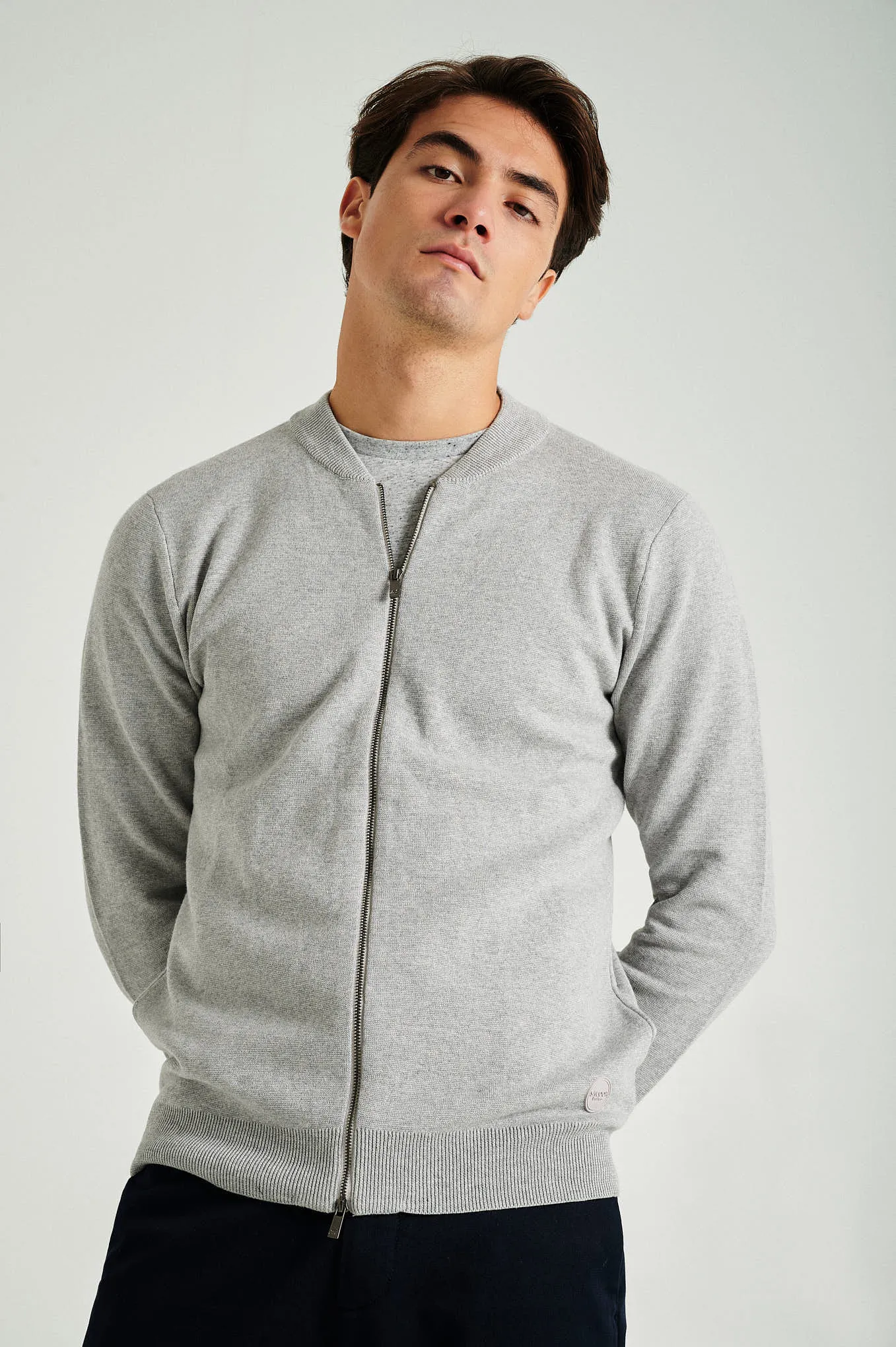 Men's long sleeve Coolmax blend cardigan with zipper