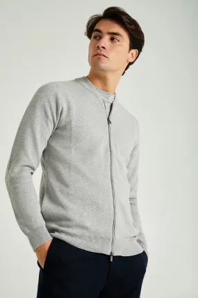 Men's long sleeve Coolmax blend cardigan with zipper