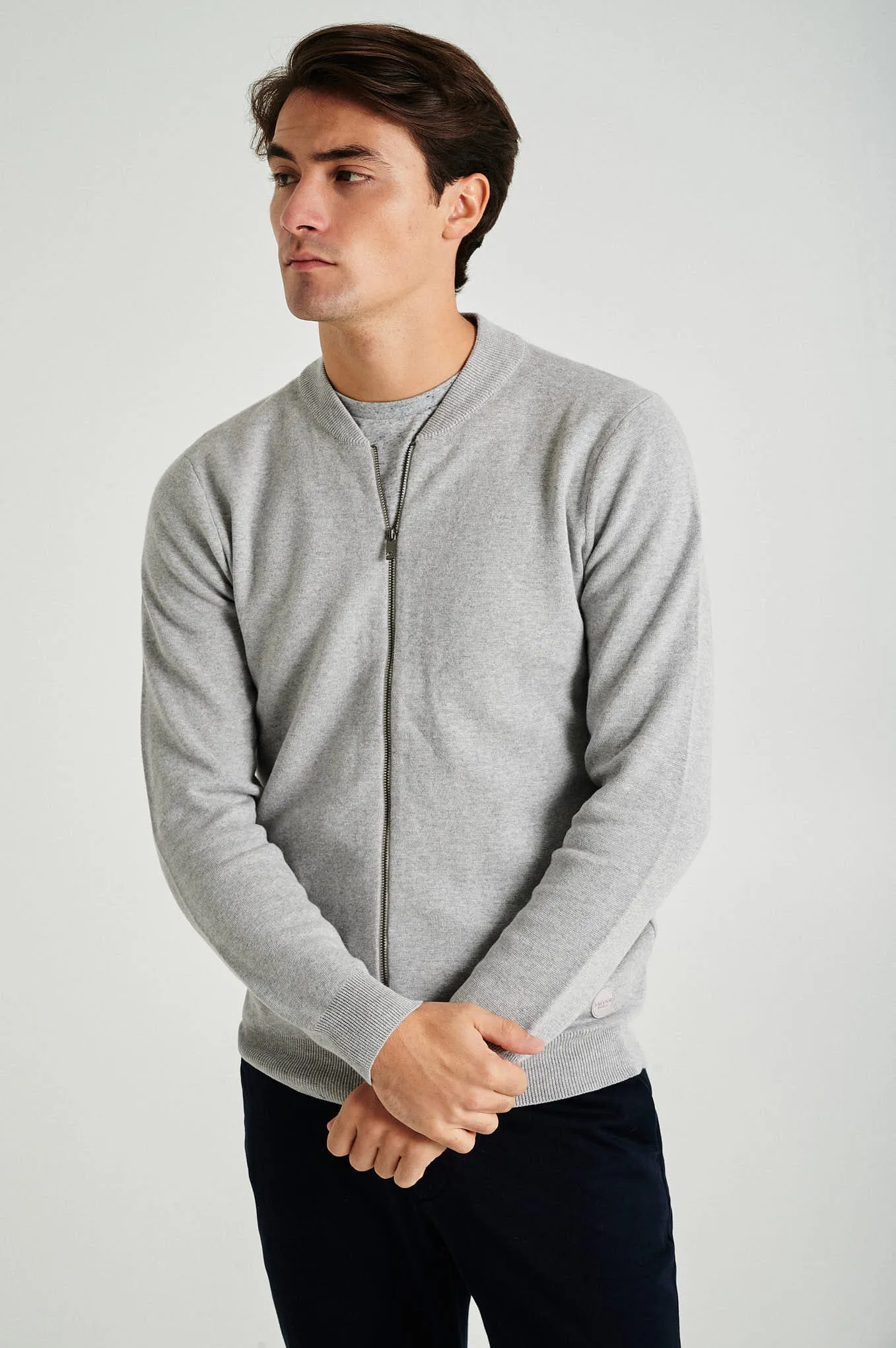 Men's long sleeve Coolmax blend cardigan with zipper