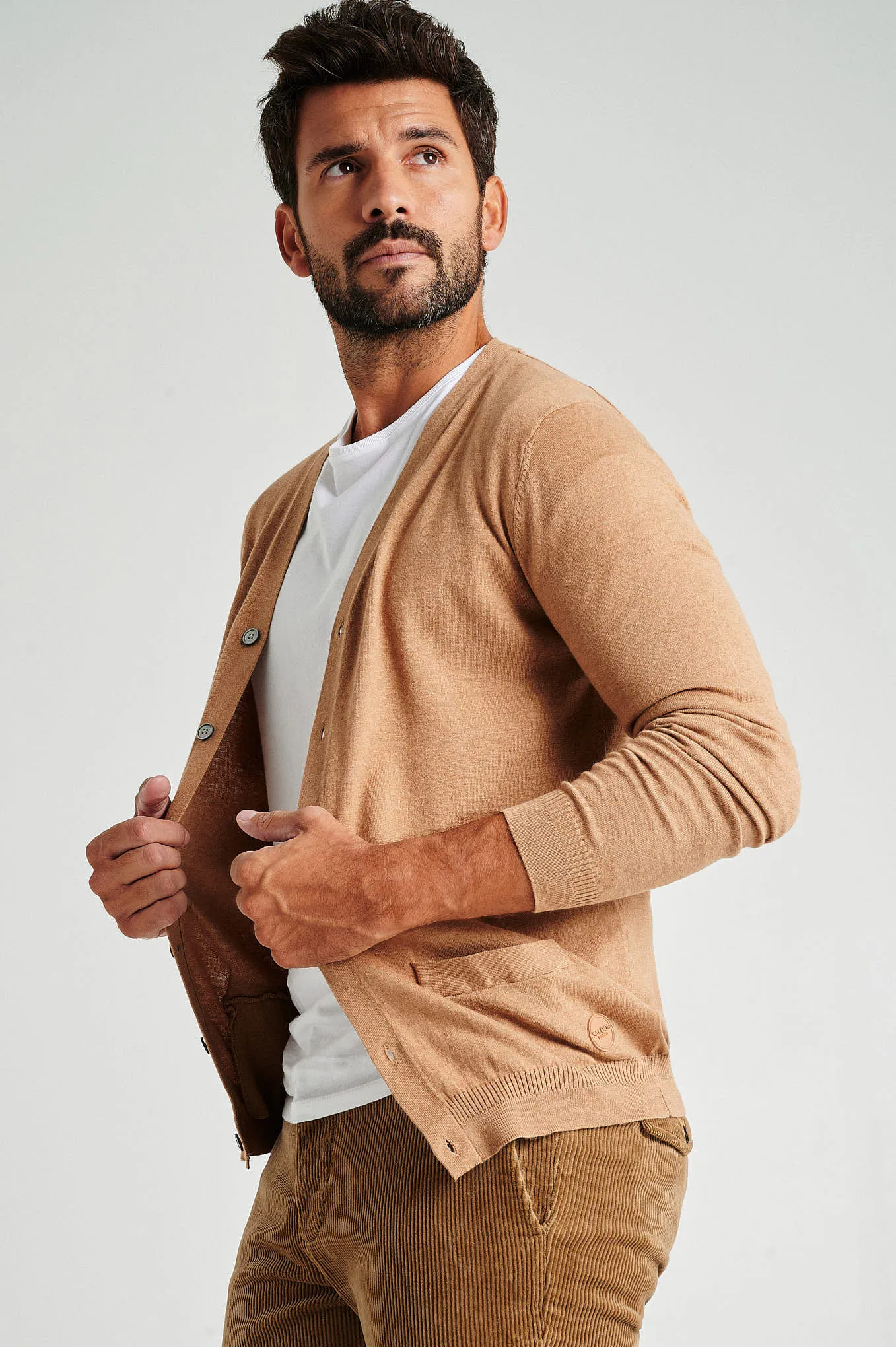 Men's long sleeve Coolmax blend cardigan