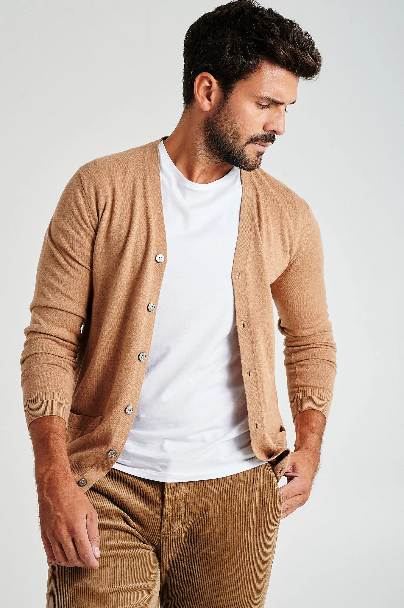 Men's long sleeve Coolmax blend cardigan