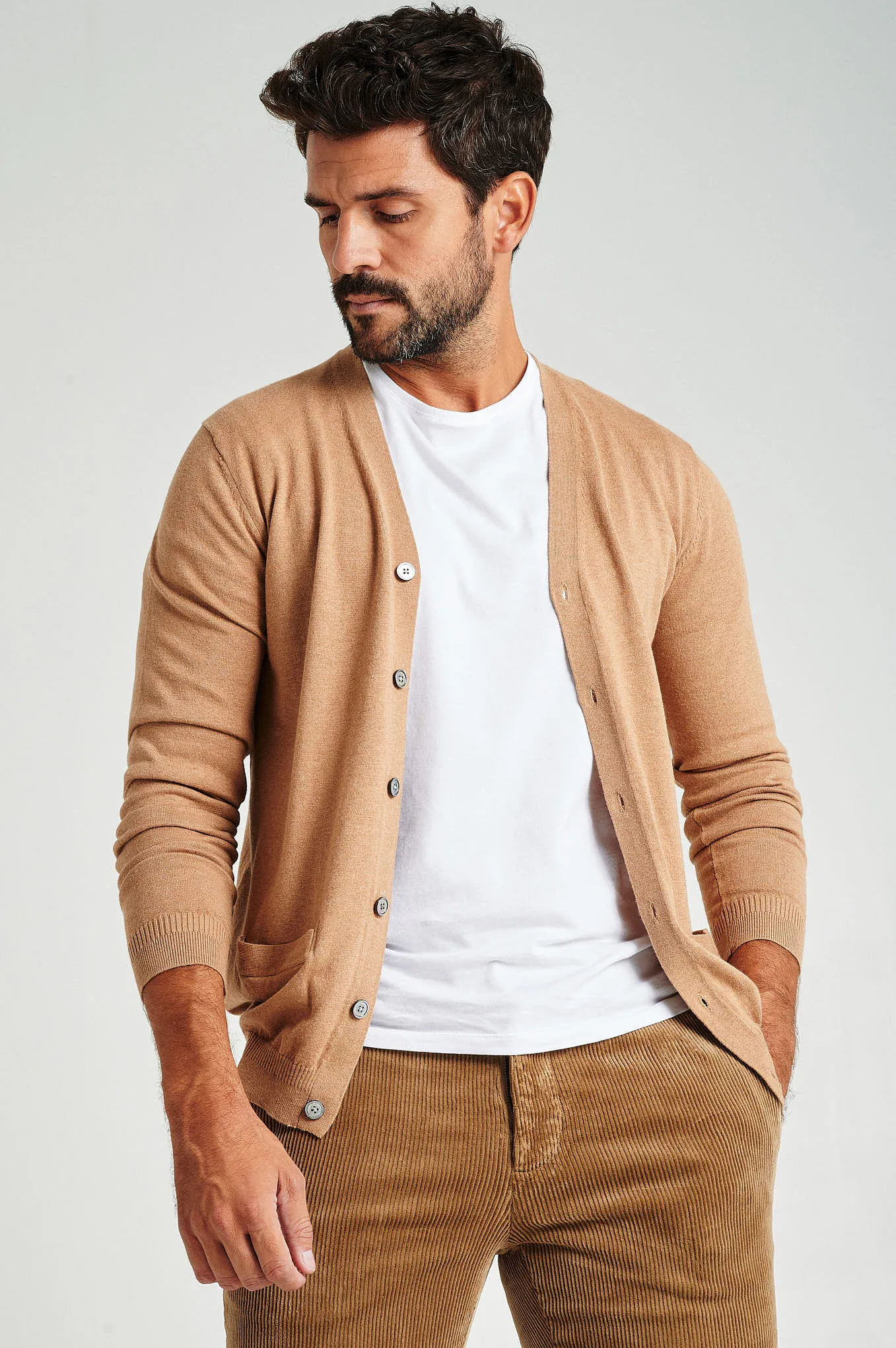 Men's long sleeve Coolmax blend cardigan