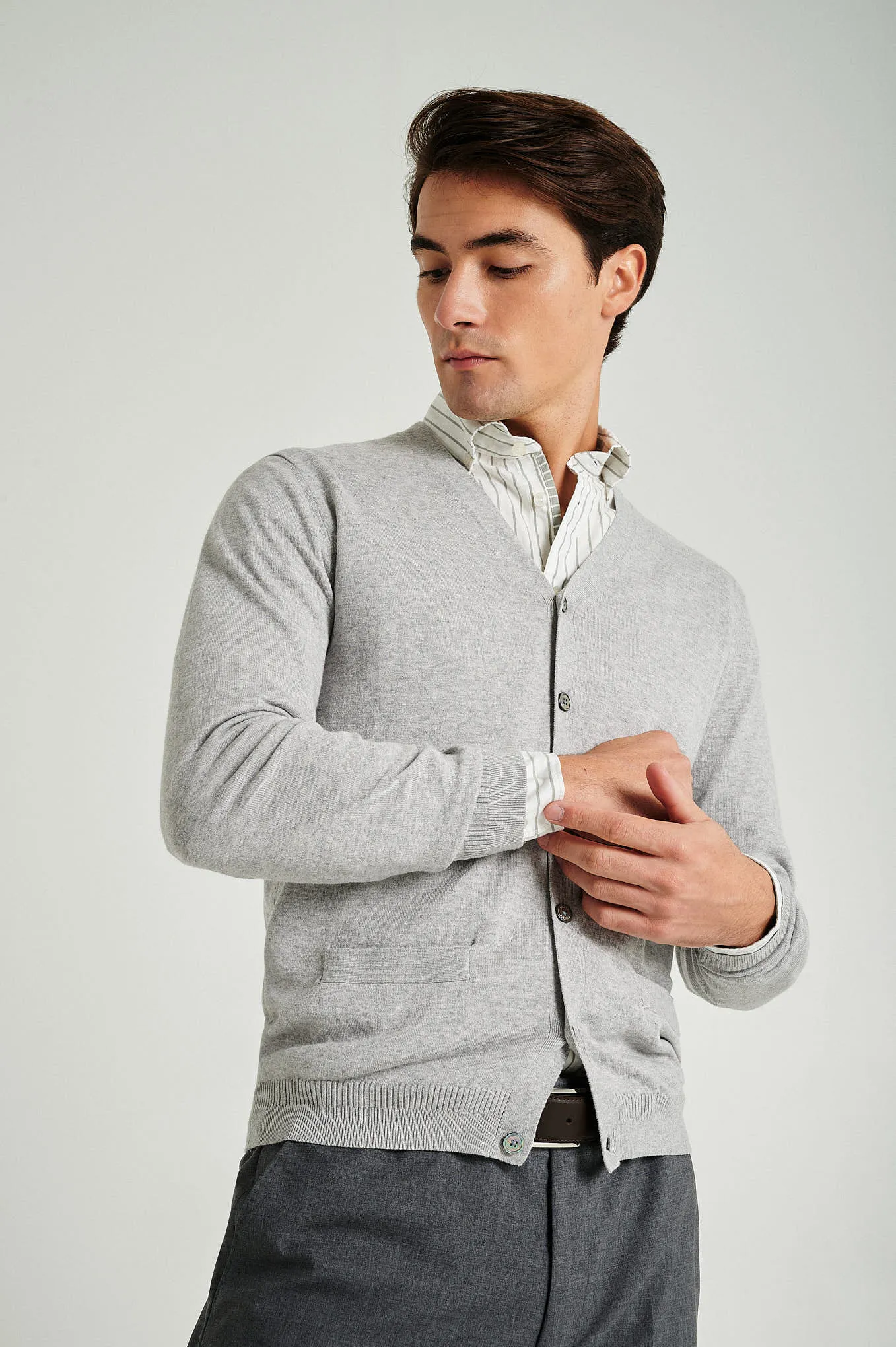 Men's long sleeve Coolmax blend cardigan