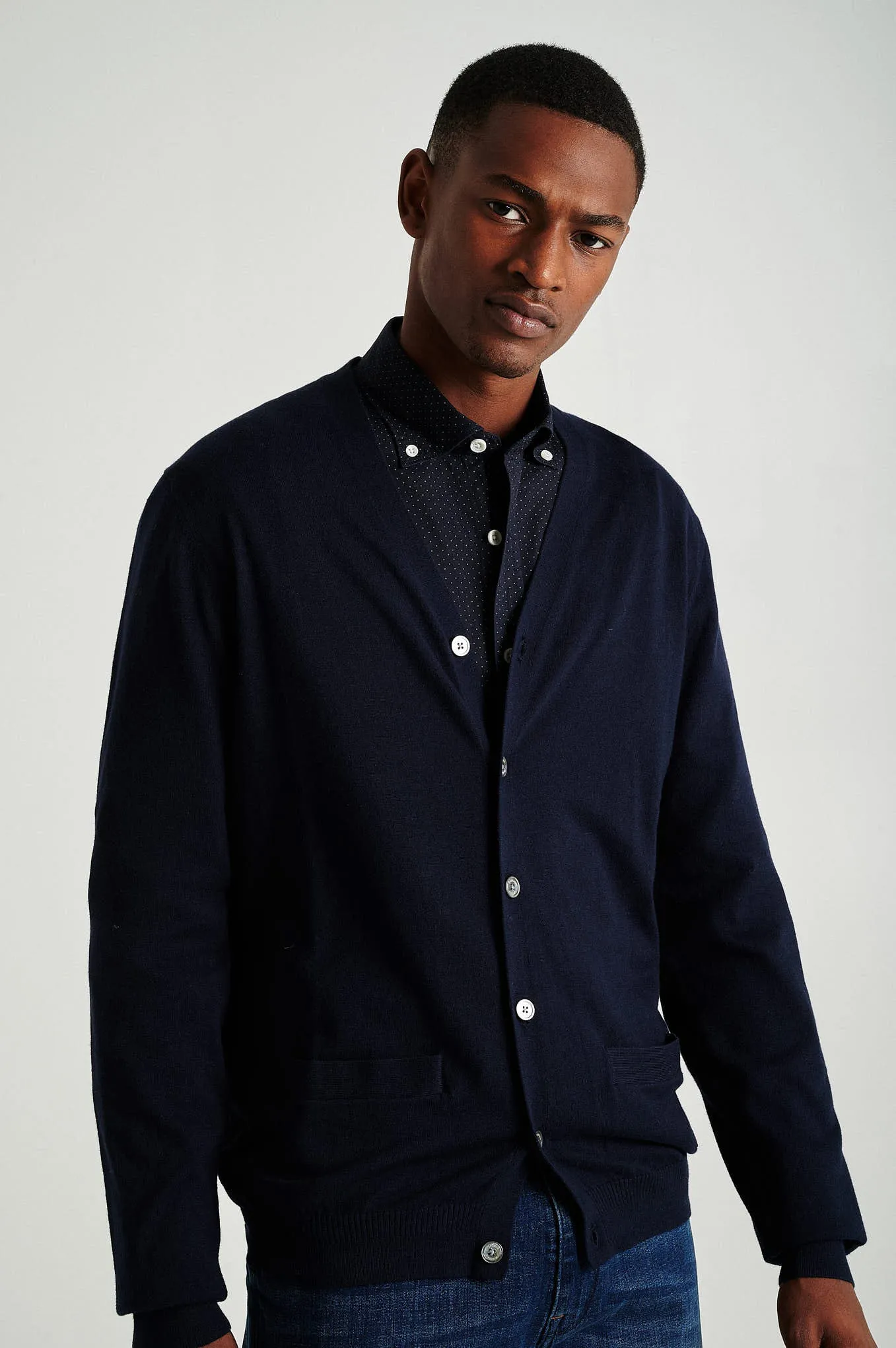 Men's long sleeve Coolmax blend cardigan