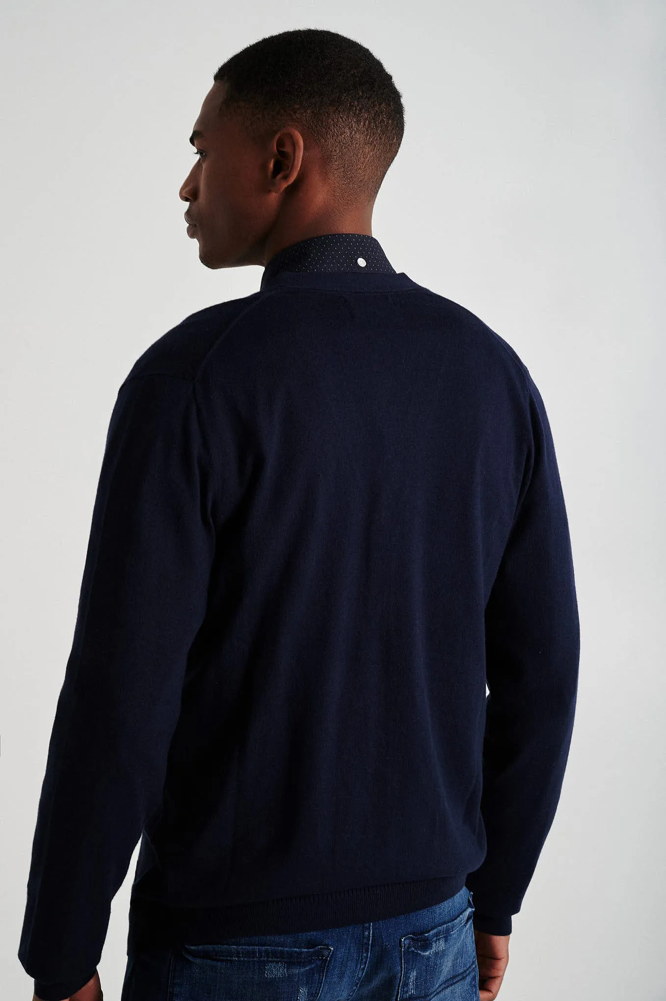Men's long sleeve Coolmax blend cardigan