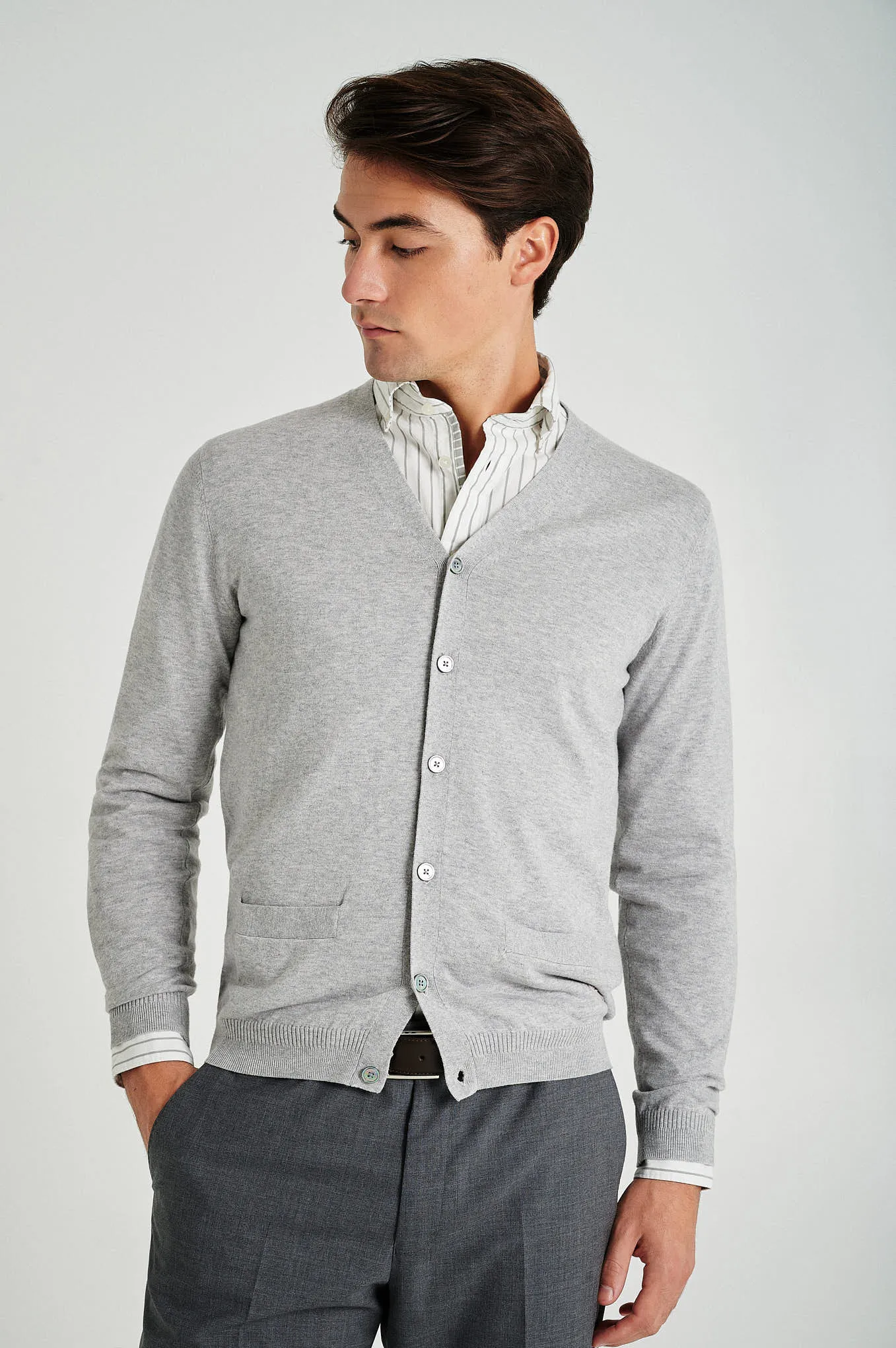 Men's long sleeve Coolmax blend cardigan