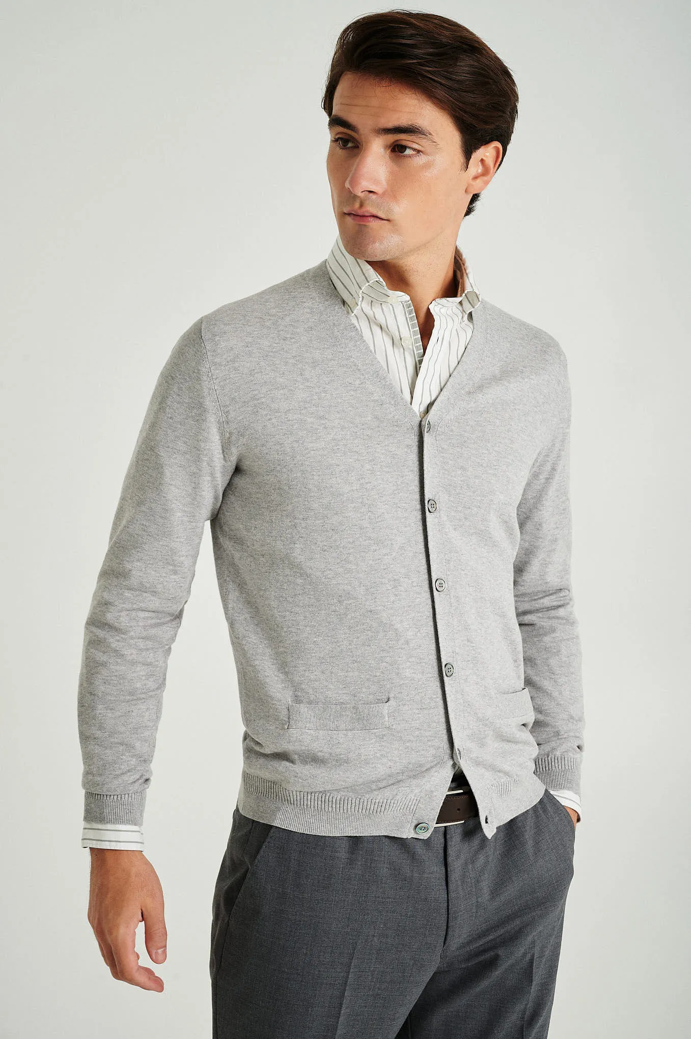 Men's long sleeve Coolmax blend cardigan