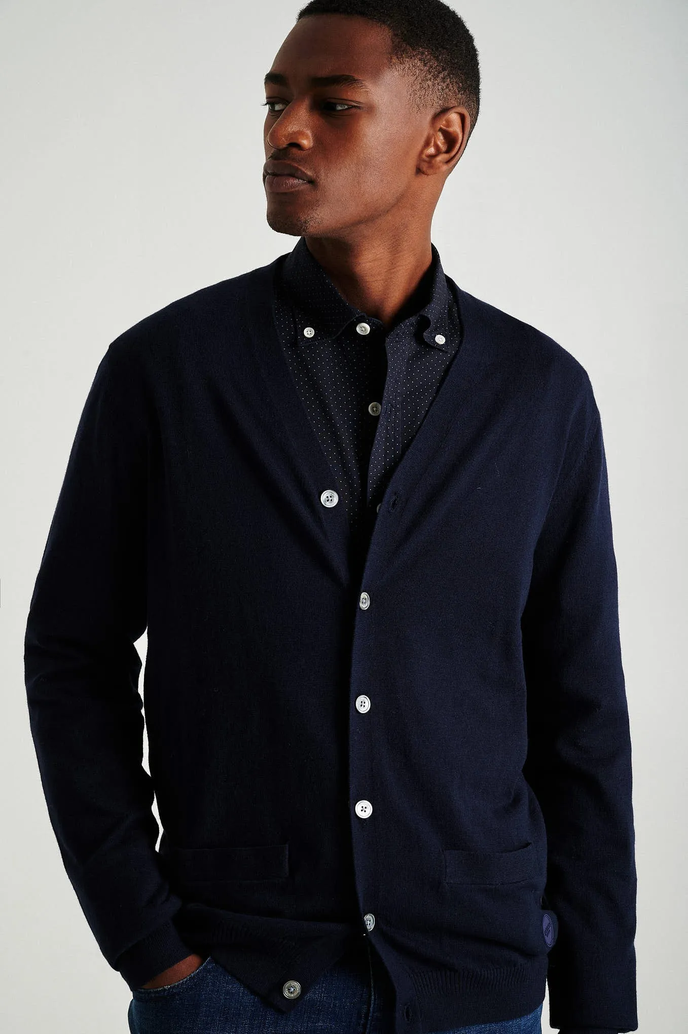 Men's long sleeve Coolmax blend cardigan