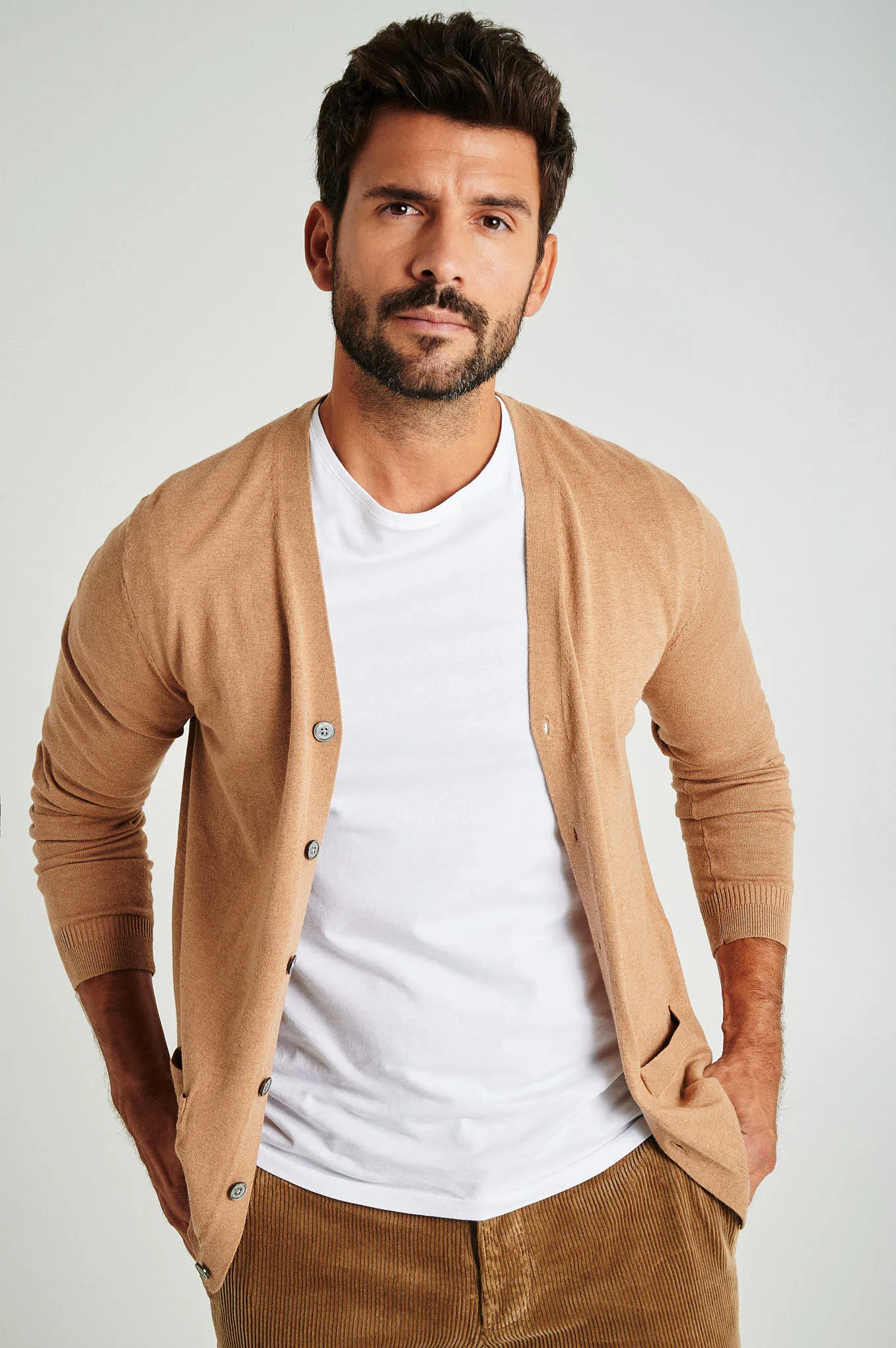Men's long sleeve Coolmax blend cardigan