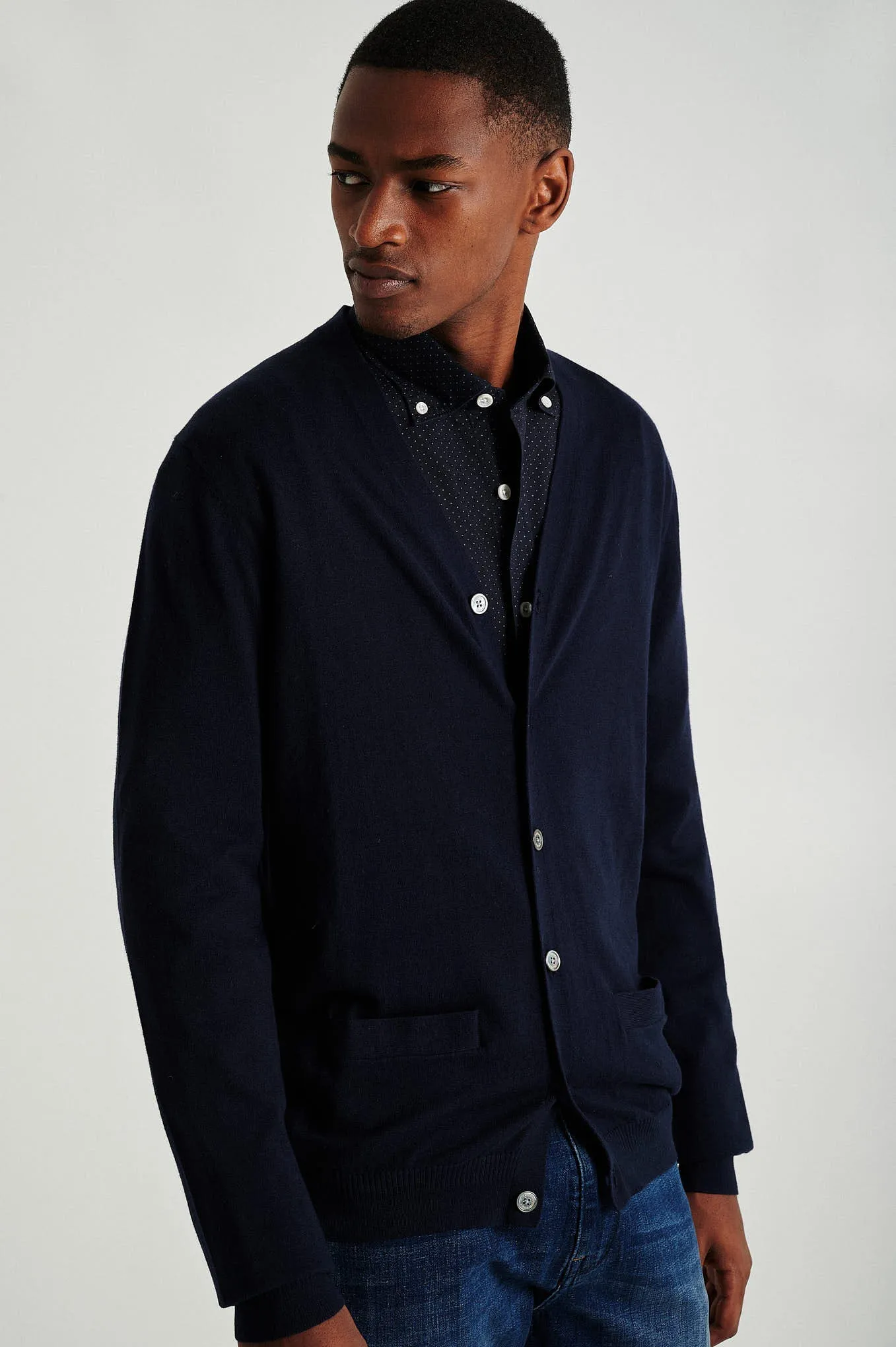Men's long sleeve Coolmax blend cardigan