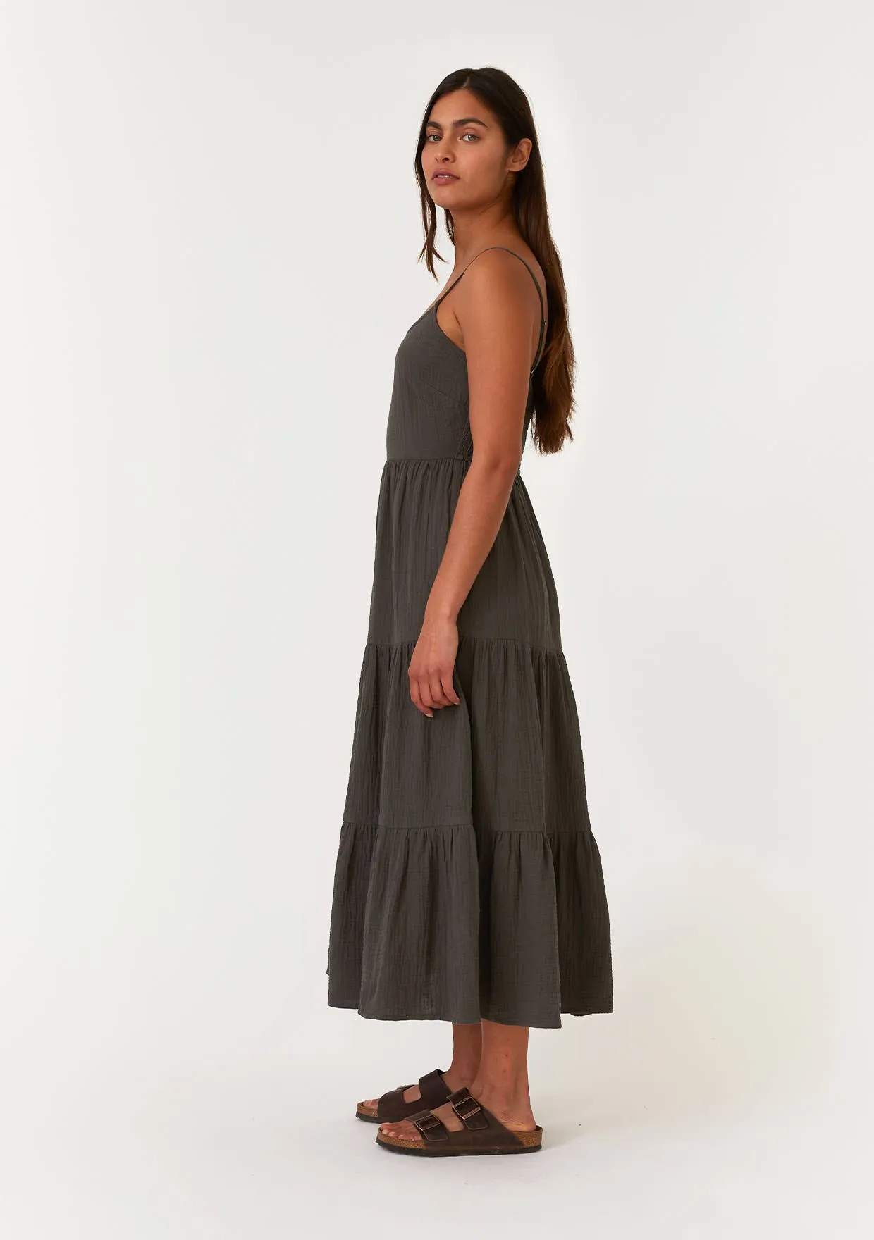 Midnight Lagoon Tiered Midi Dress
