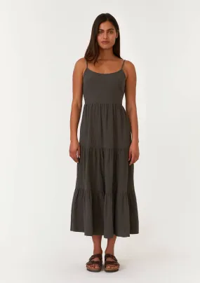 Midnight Lagoon Tiered Midi Dress