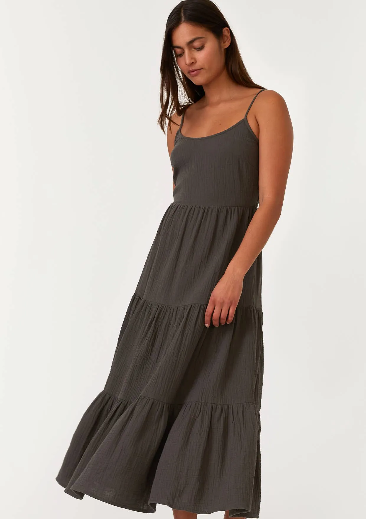 Midnight Lagoon Tiered Midi Dress