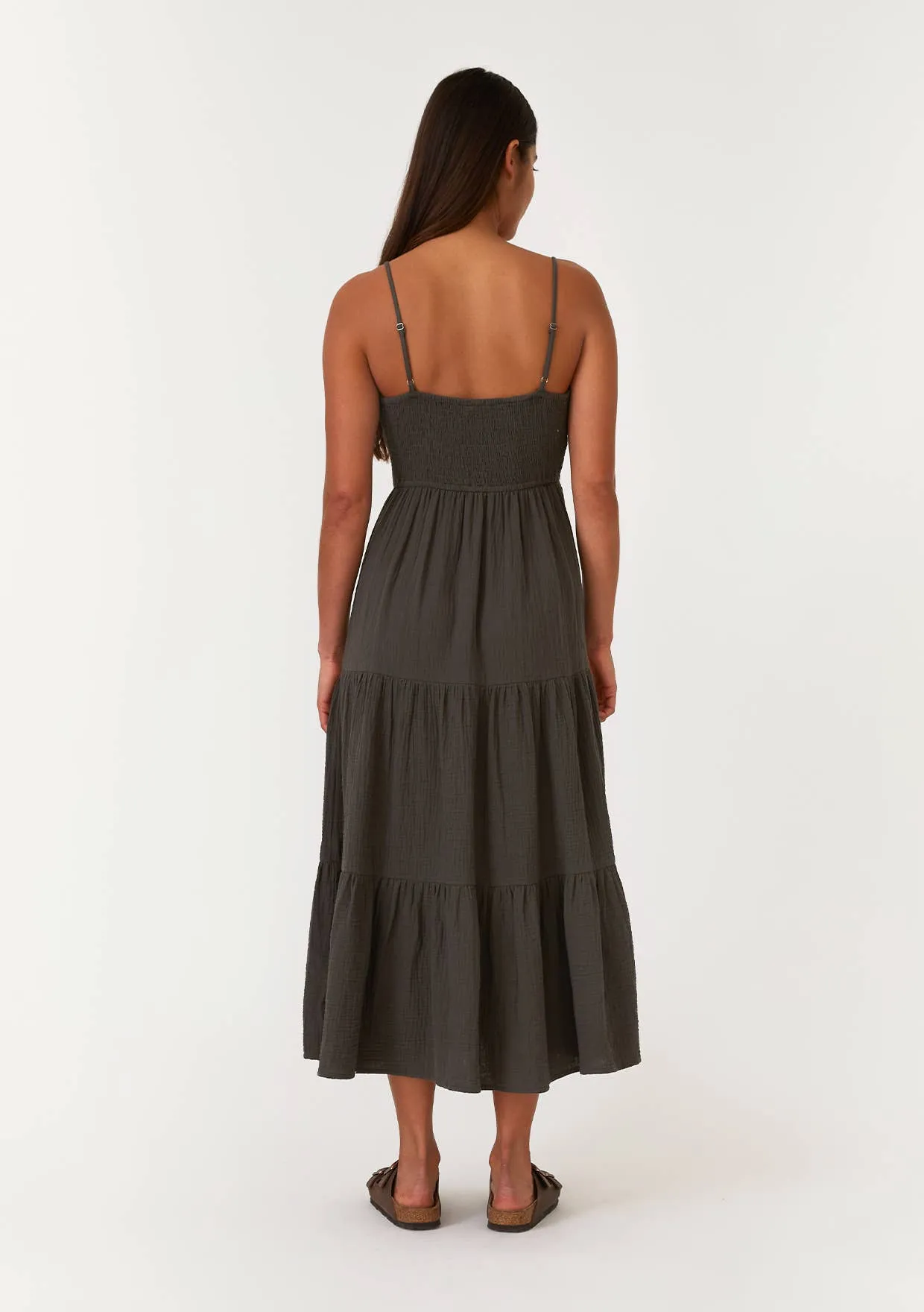 Midnight Lagoon Tiered Midi Dress