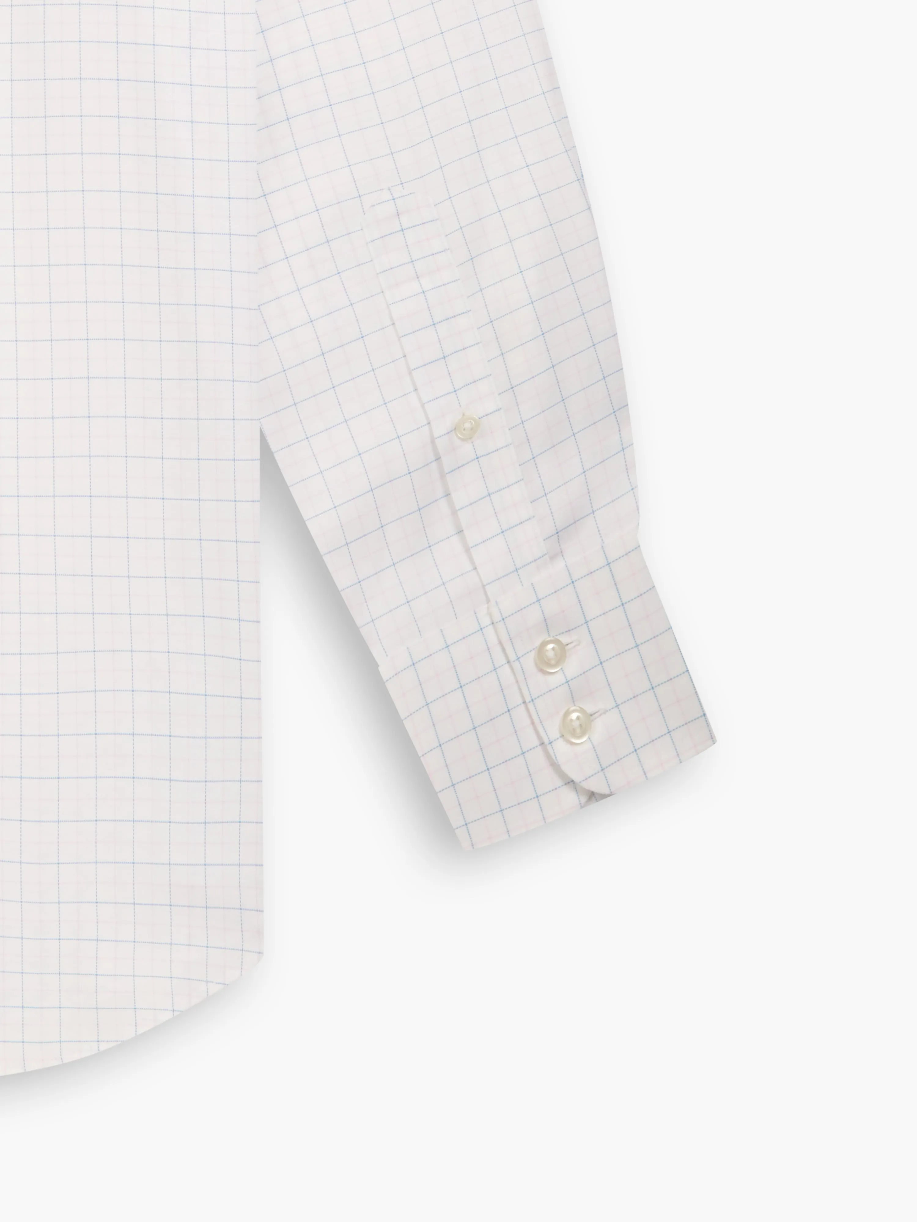 Non-Iron Blue & Pink Double Check Oxford Regular Fit Single Cuff Classic Collar Shirt
