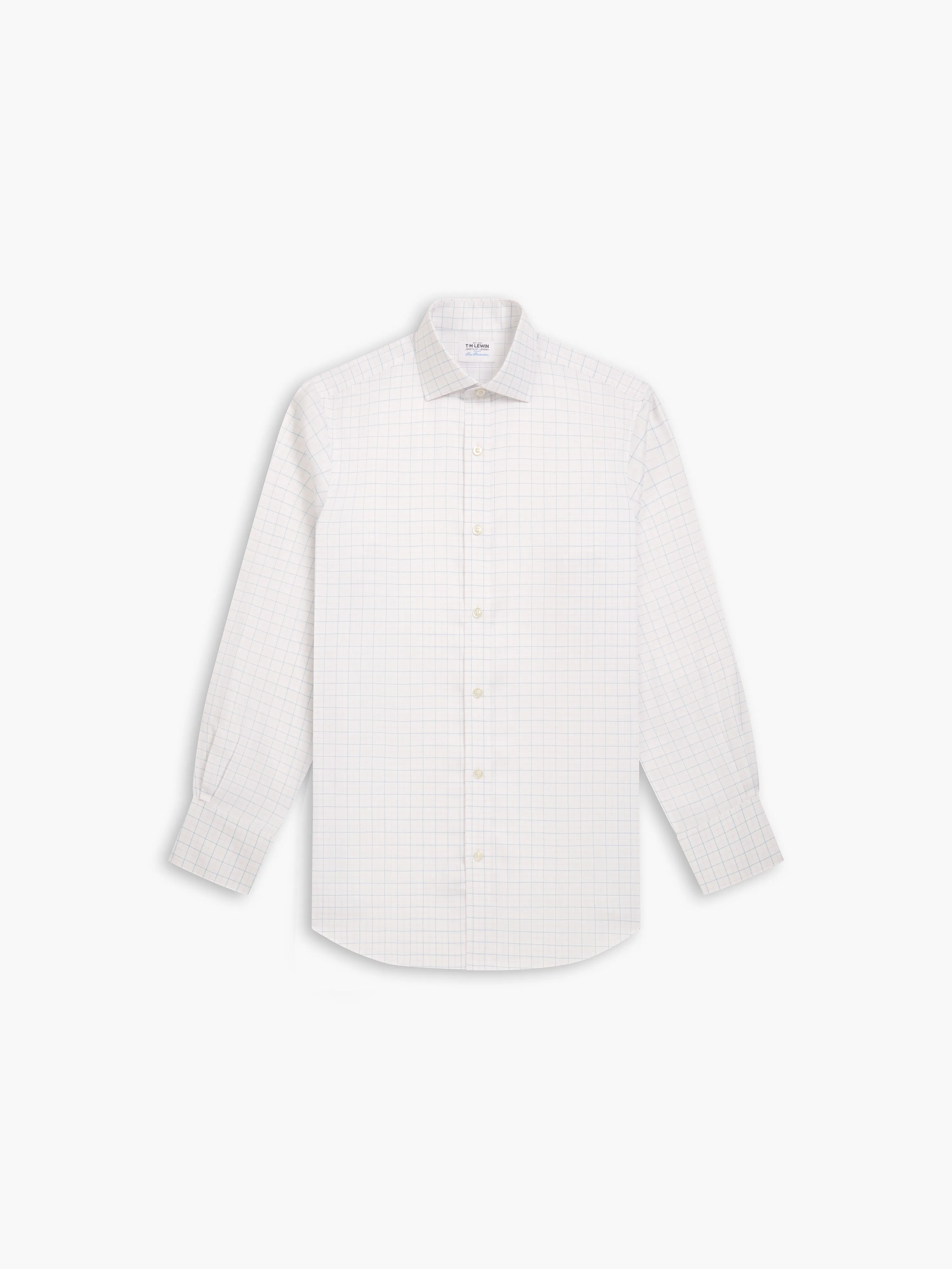 Non-Iron Blue & Pink Double Check Oxford Regular Fit Single Cuff Classic Collar Shirt