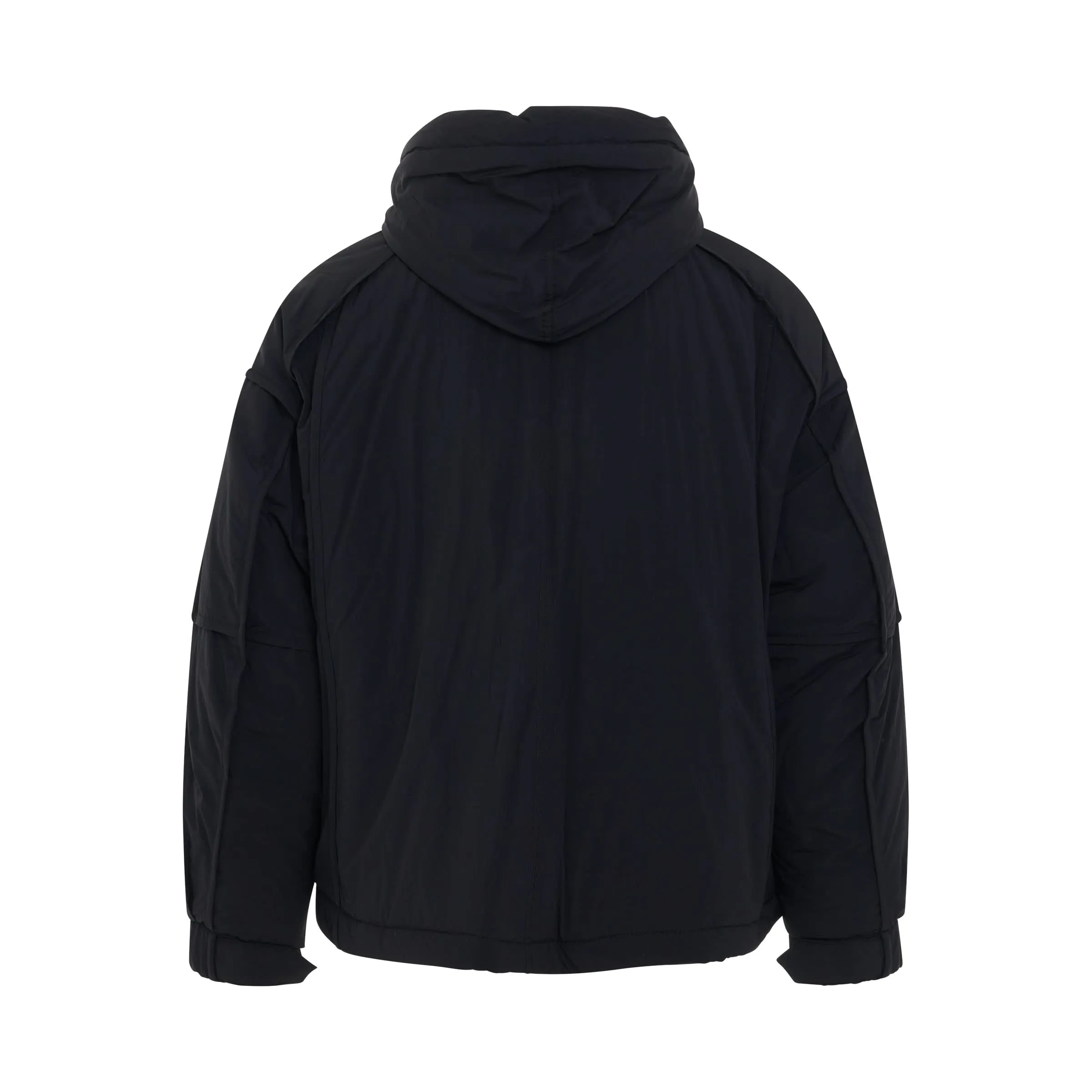 Nylon Layered Quilted Jacket in Black