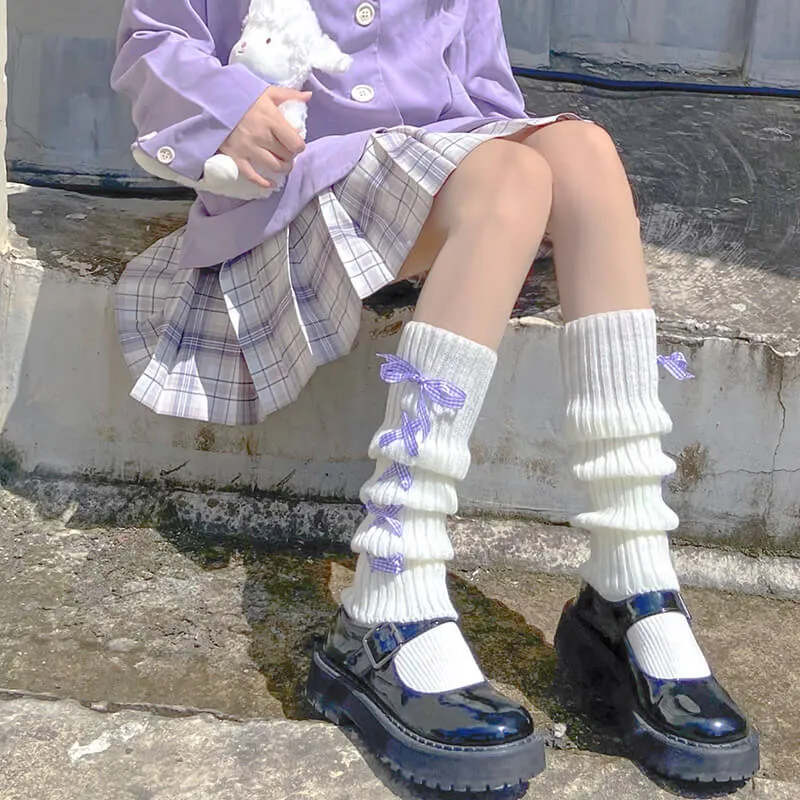 Pastel ribbon leg warmers