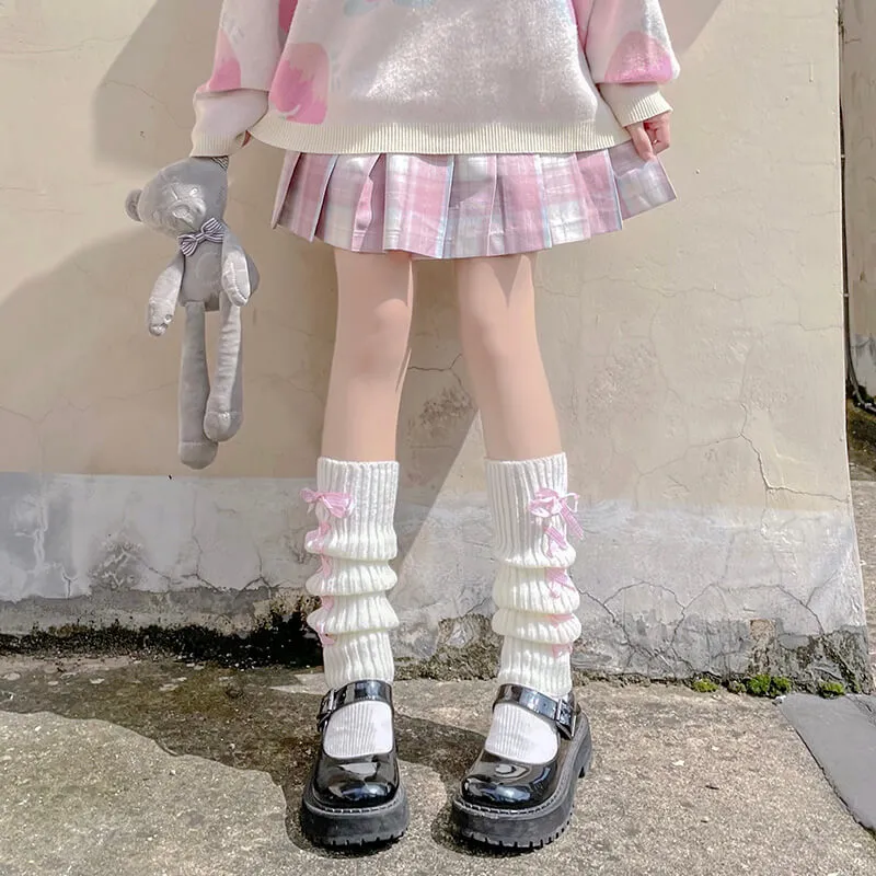 Pastel ribbon leg warmers