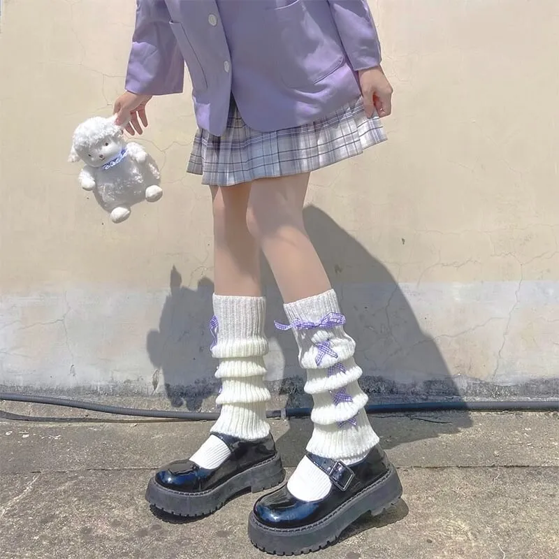 Pastel ribbon leg warmers
