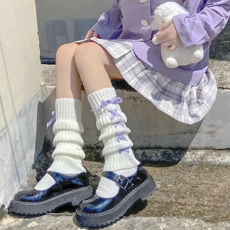 Pastel ribbon leg warmers