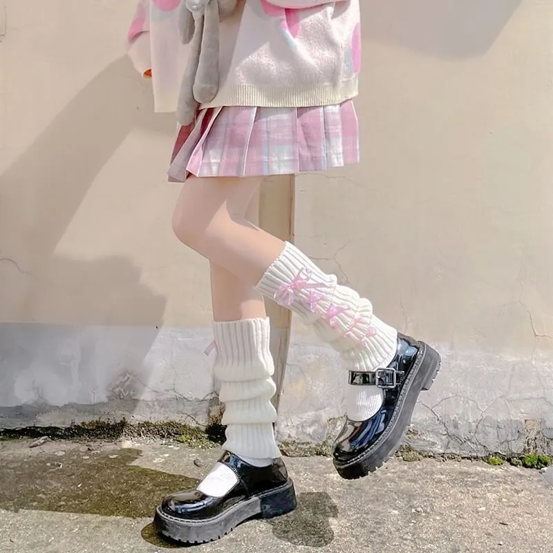 Pastel ribbon leg warmers
