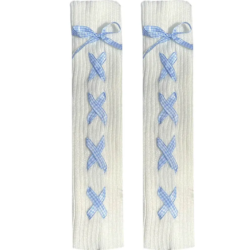 Pastel ribbon leg warmers