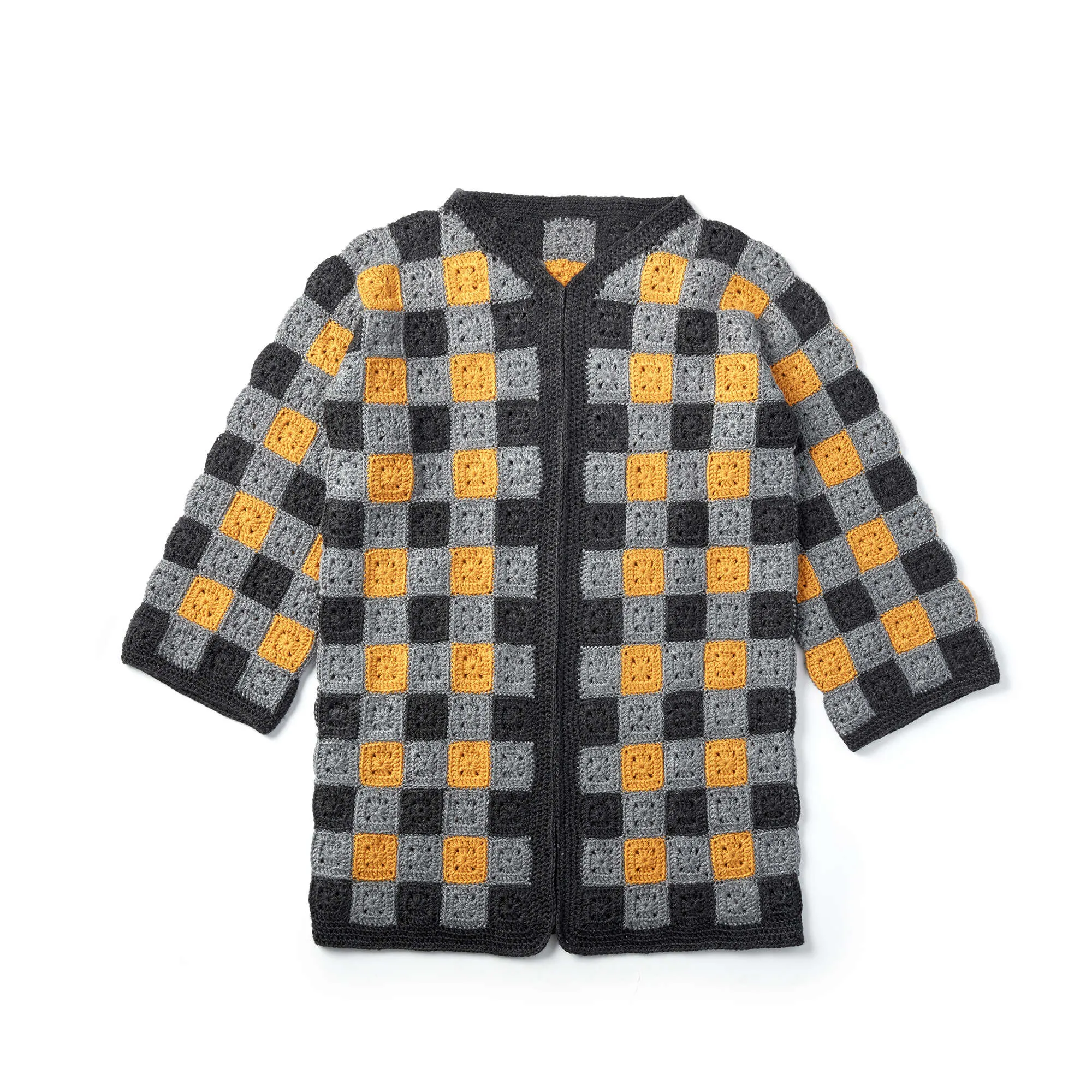 Patons Buffalo Plaid Crochet Cardigan