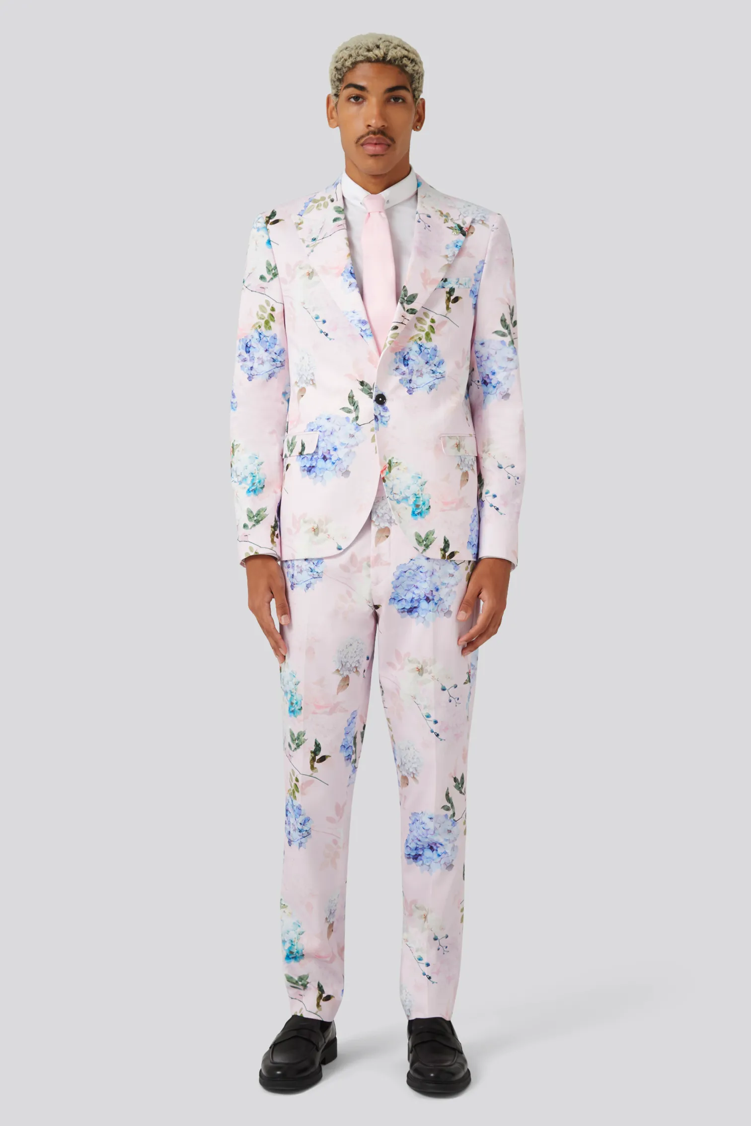 Pickhurst Slim Fit Pink Floral Cotton Suit
