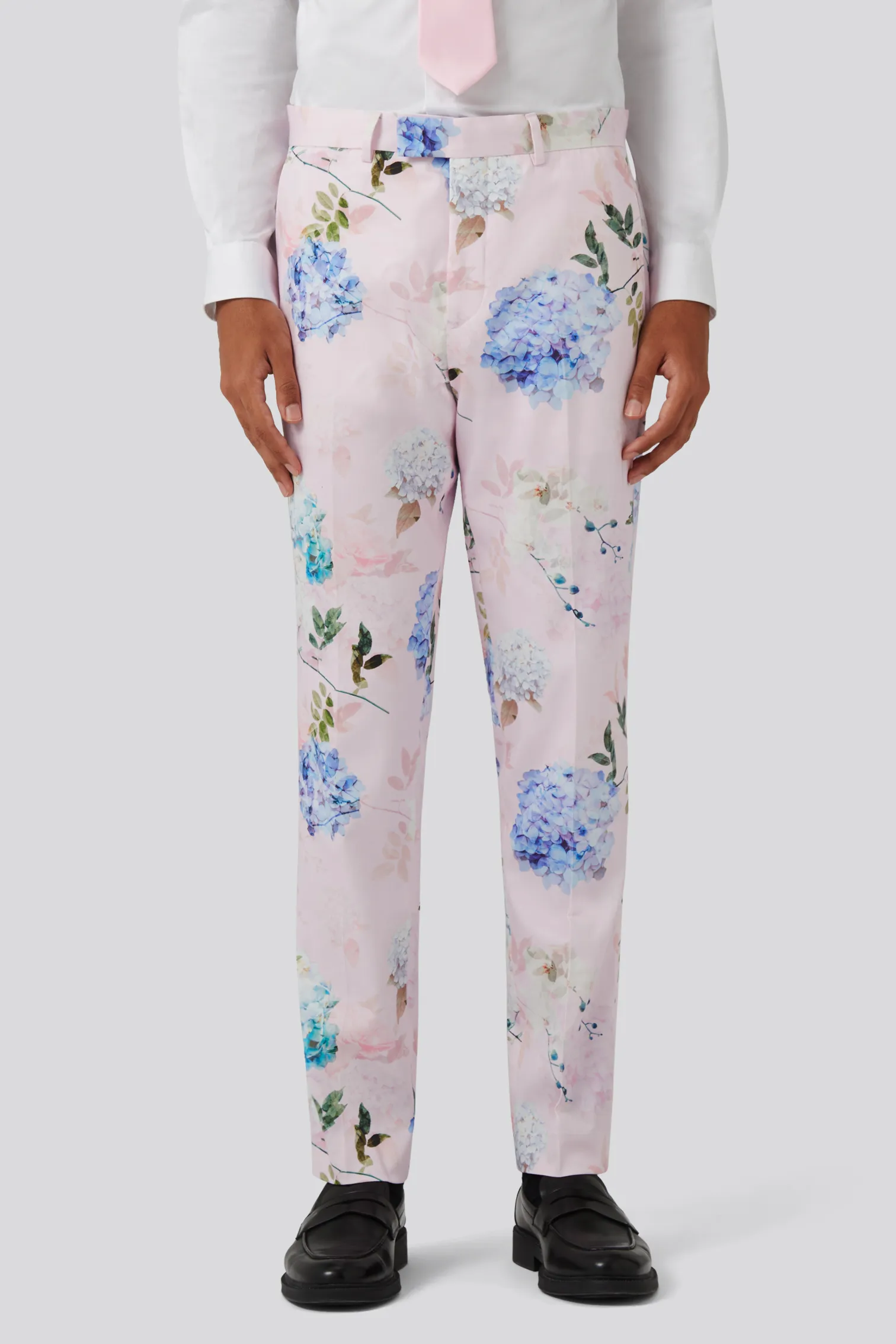Pickhurst Slim Fit Pink Floral Cotton Suit