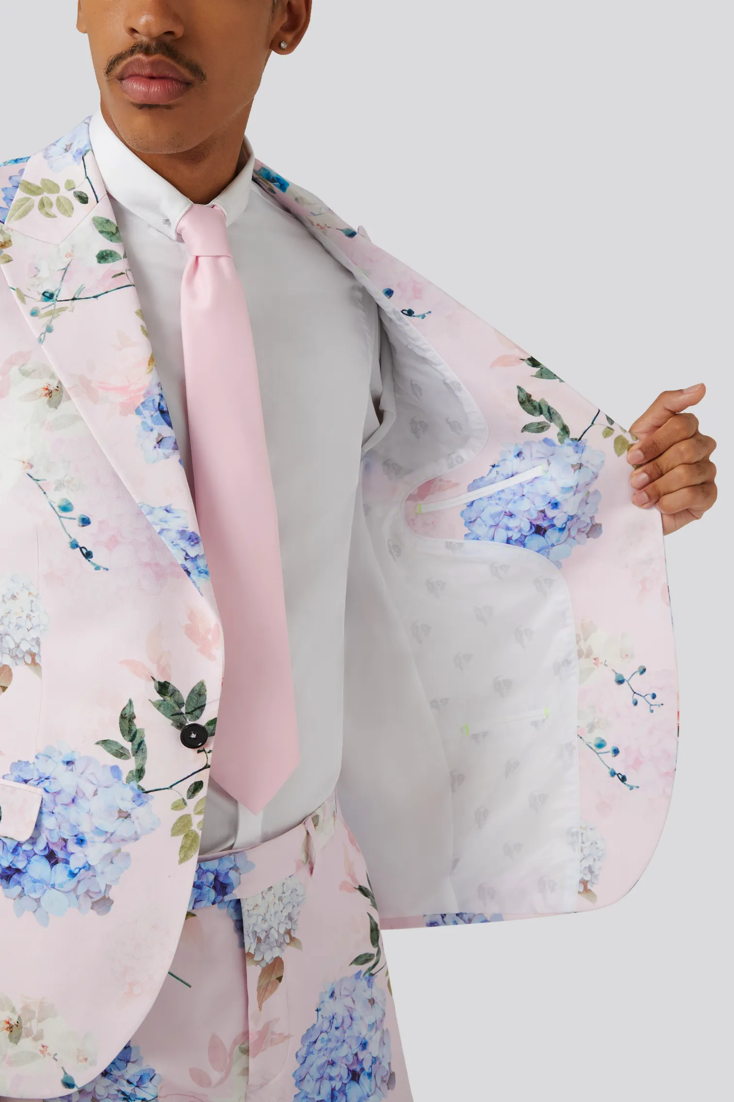 Pickhurst Slim Fit Pink Floral Cotton Suit
