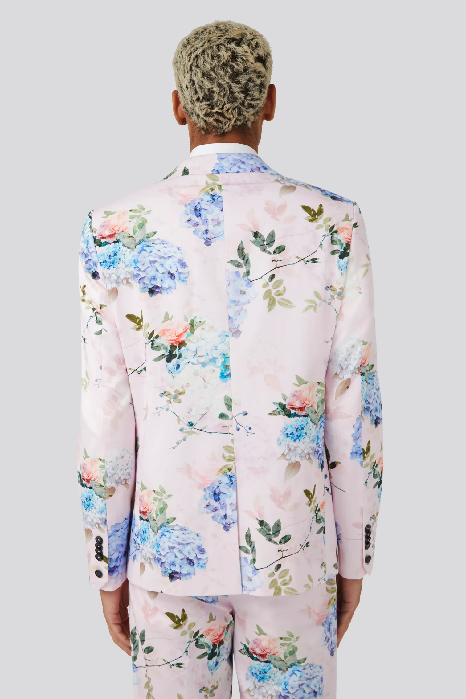 Pickhurst Slim Fit Pink Floral Cotton Suit