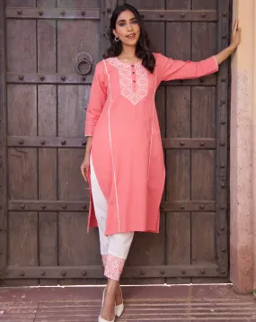 Pink Embroidered Kurta Set Pink Embroidered Kurta Set