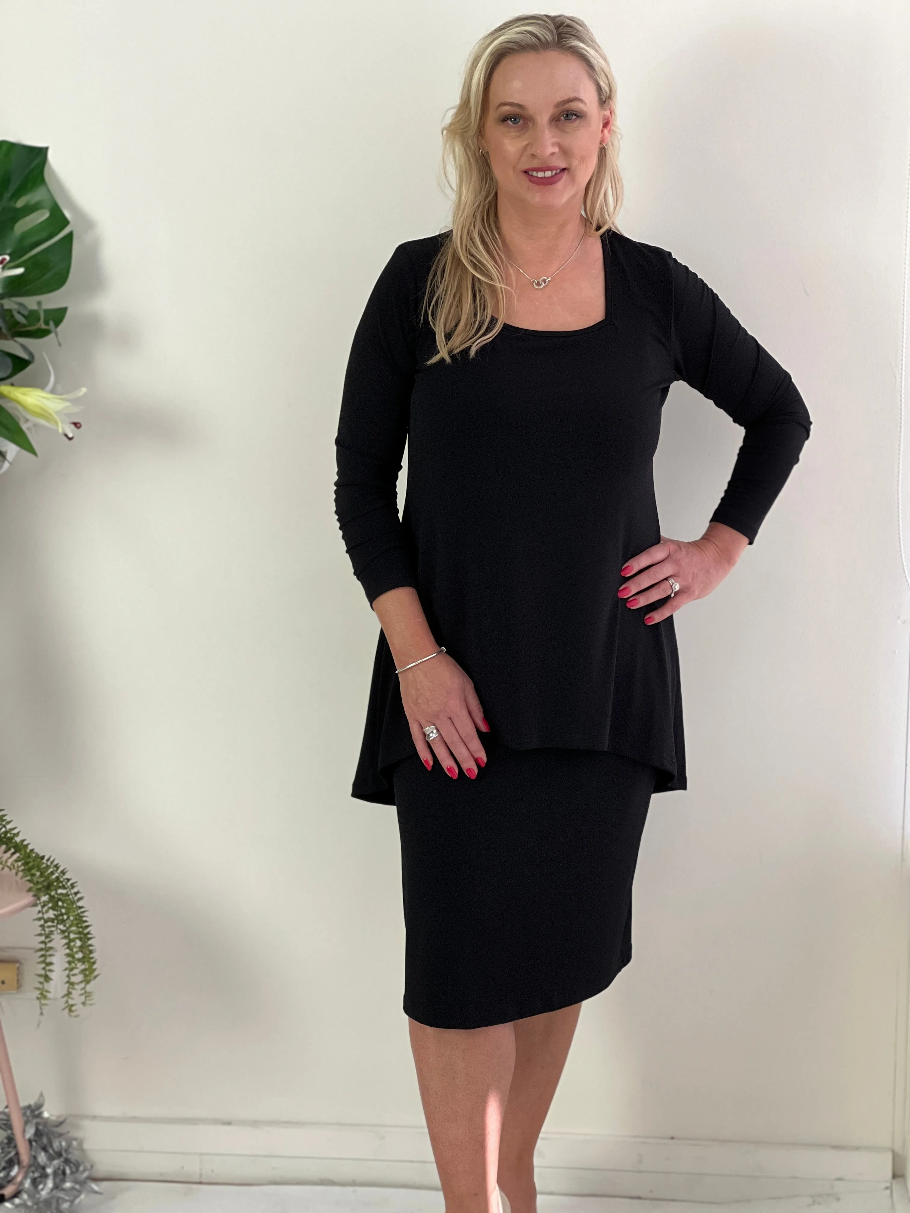 Quita Black Layered Dress