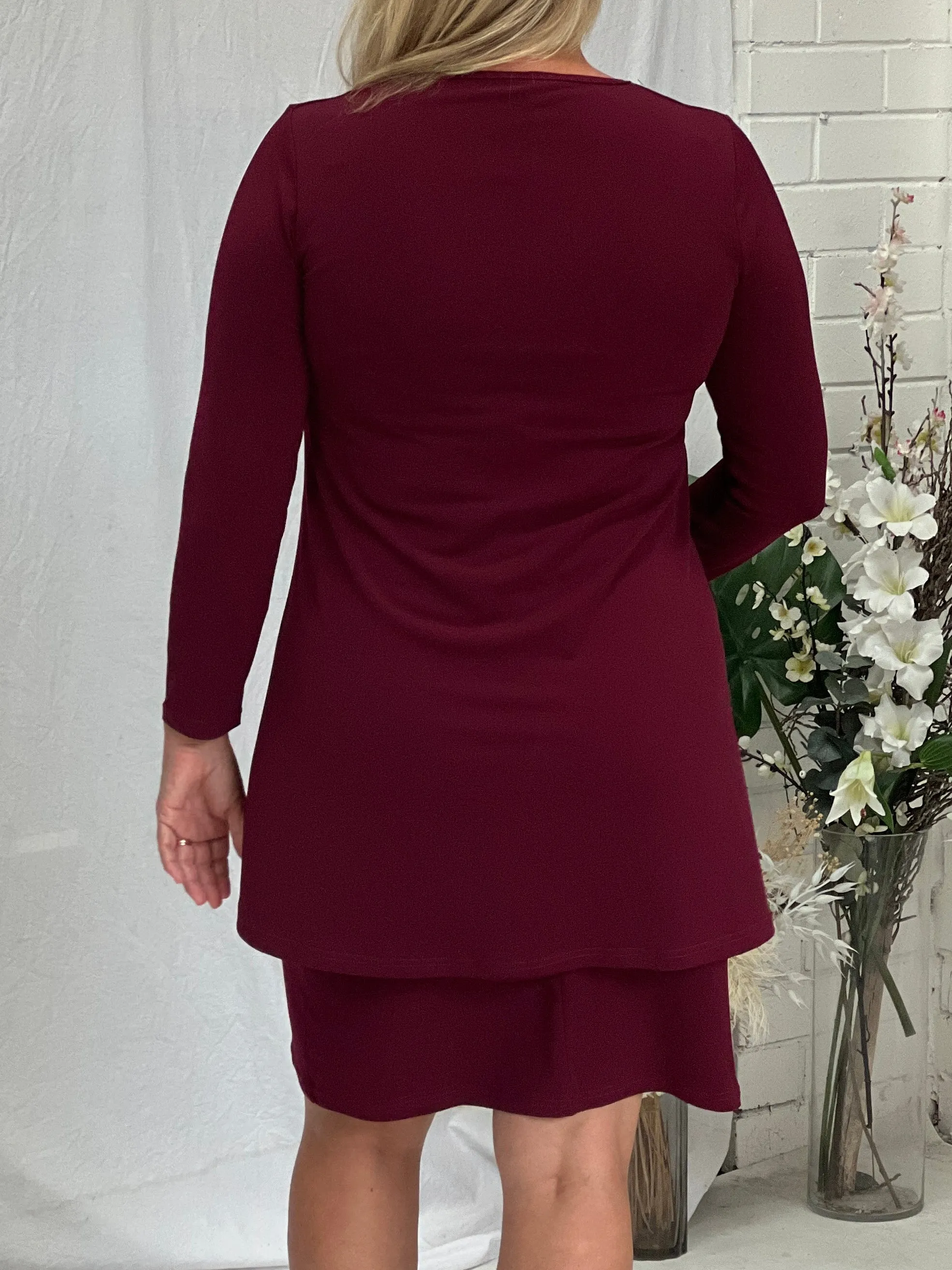 Quita Burgundy Layered Dress