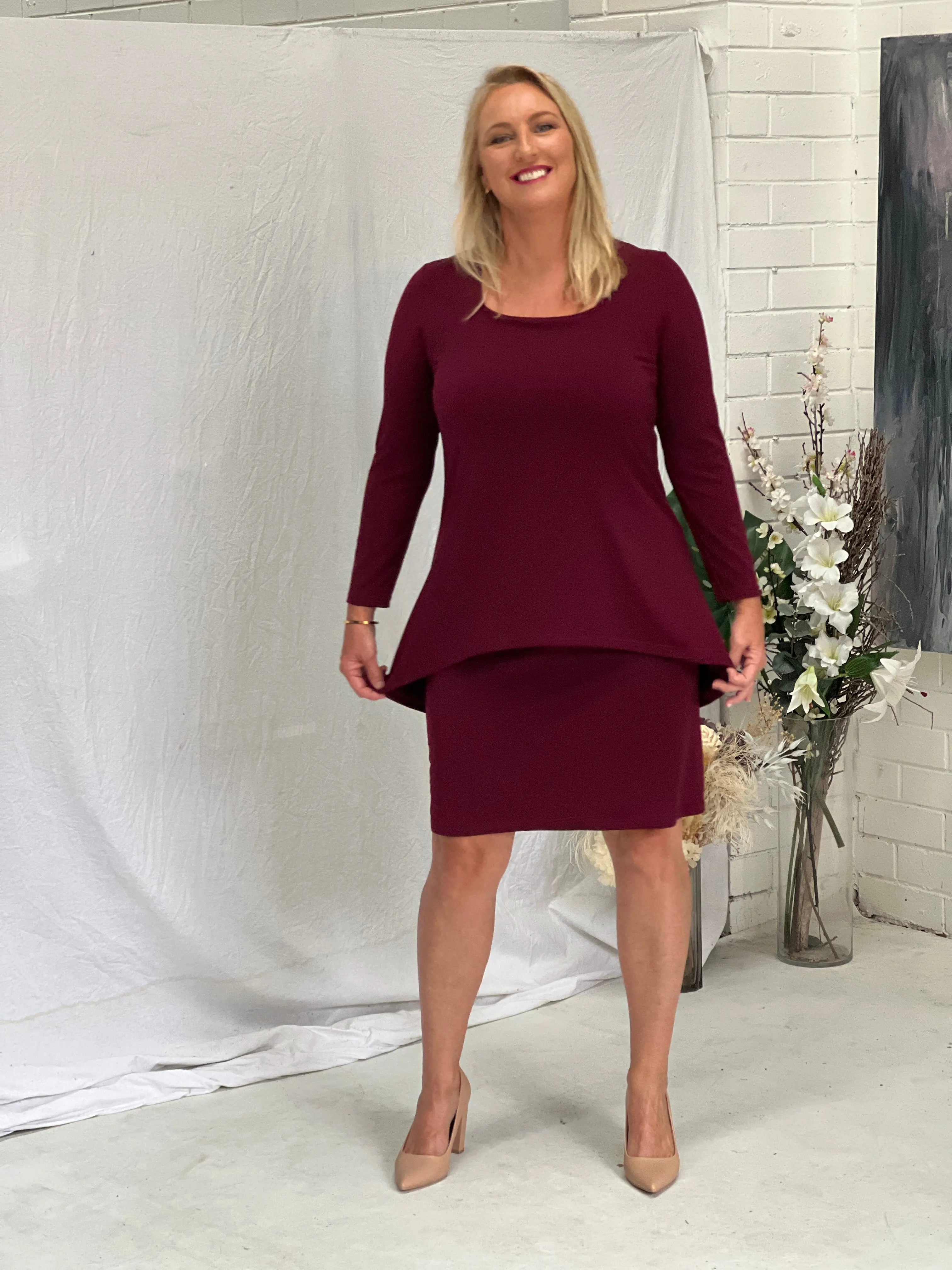 Quita Burgundy Layered Dress