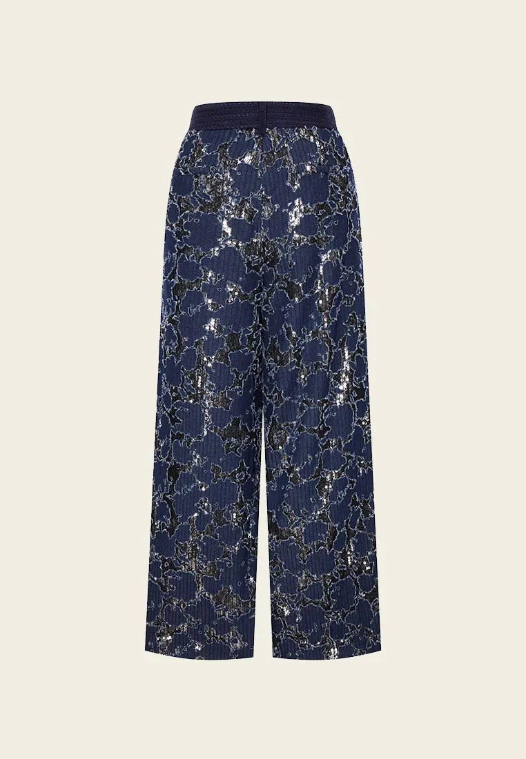 Reconstructed Denim Lace Wide Leg Pants
