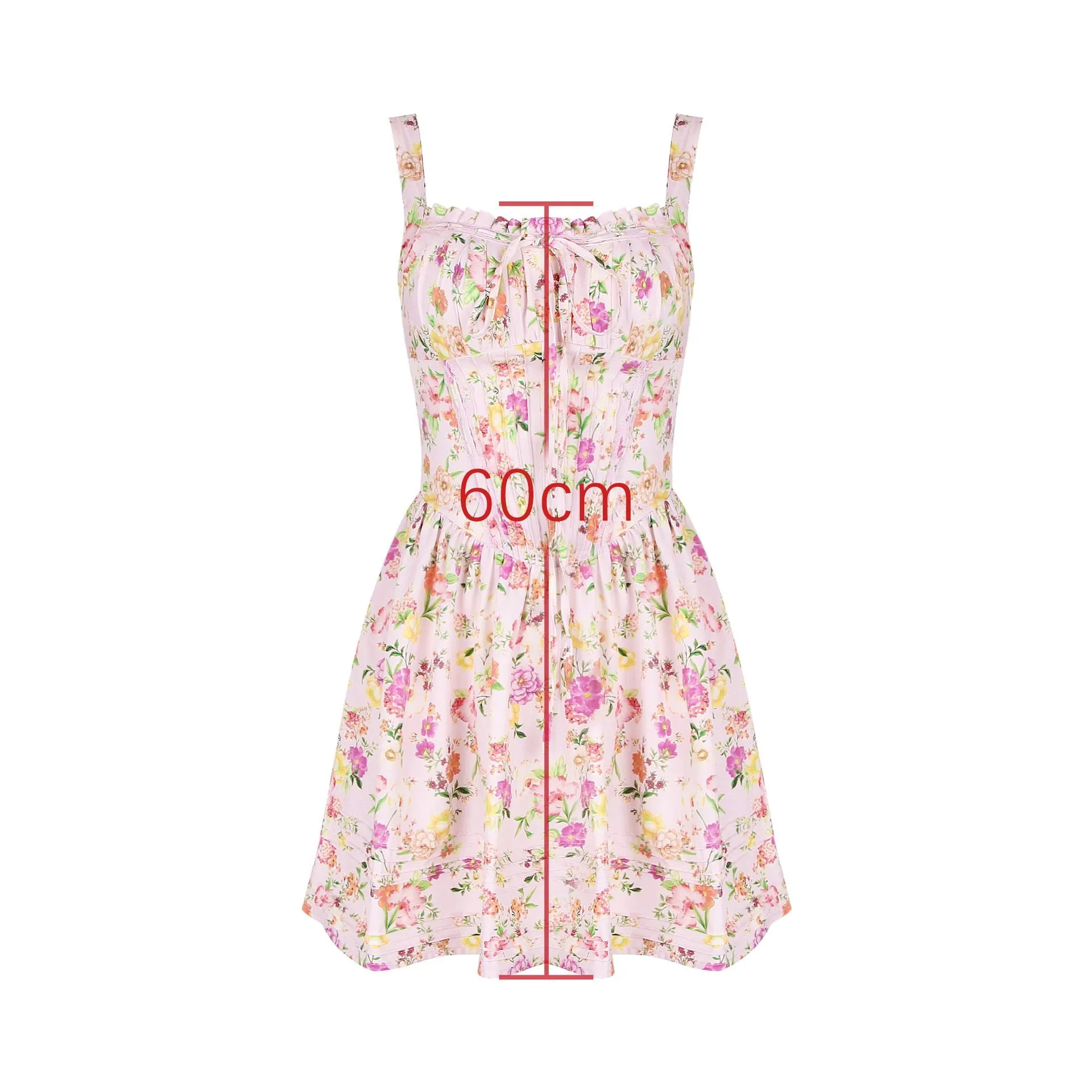 Retro Floral Print Cotton Mini Bodice Dress