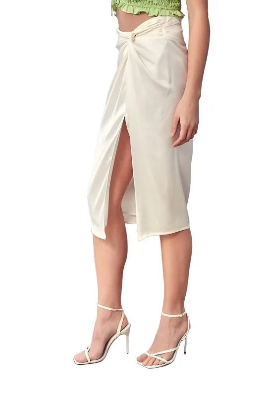 Side Gathered Slit Skirt