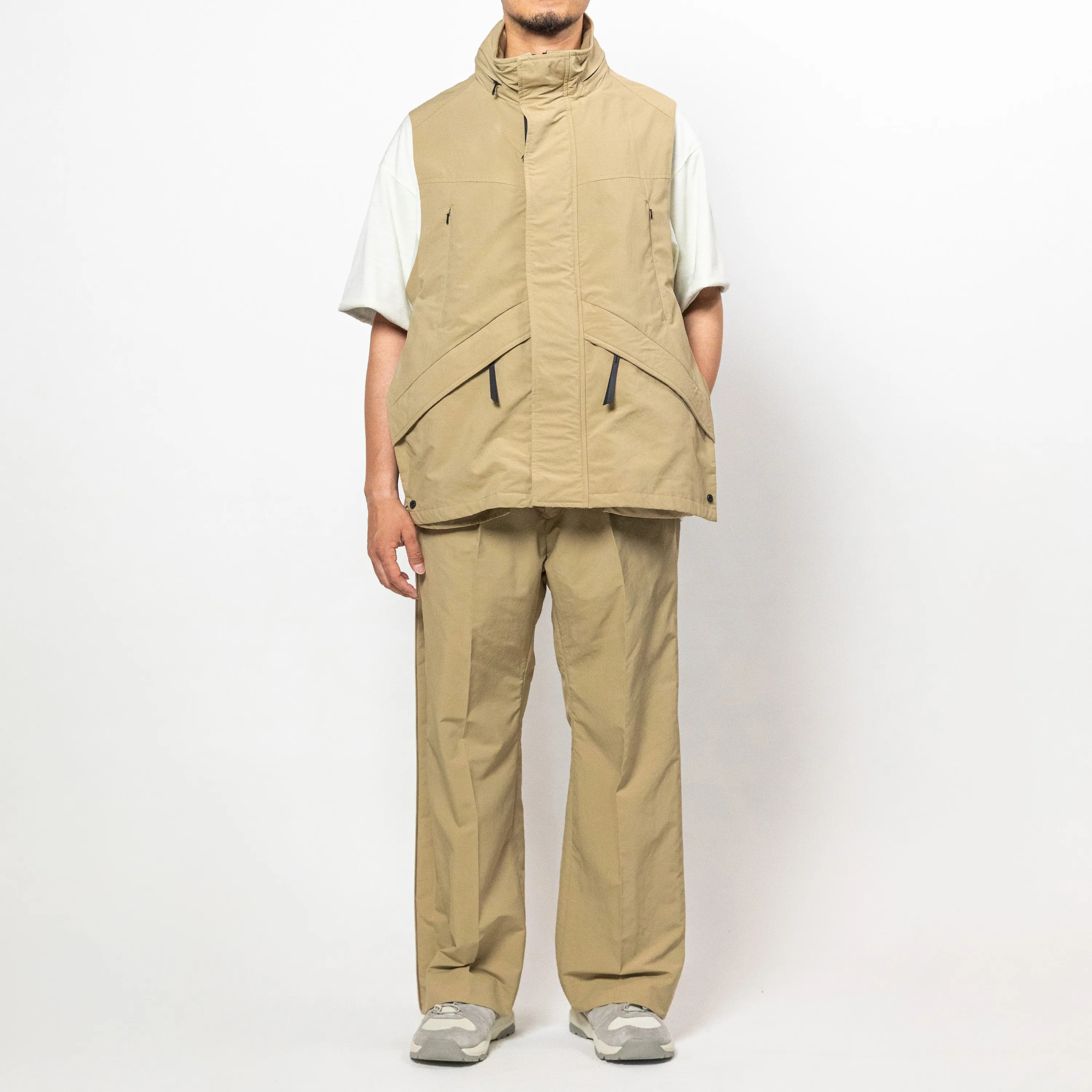 Side Zip Paper Touch Slacks(Beige)/MW-PT24103