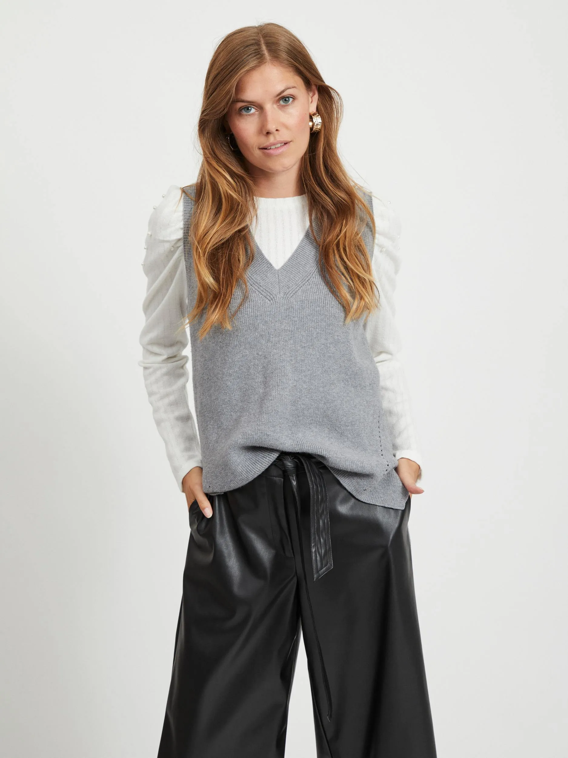 Vila Ril - Strik vest m. v-hals