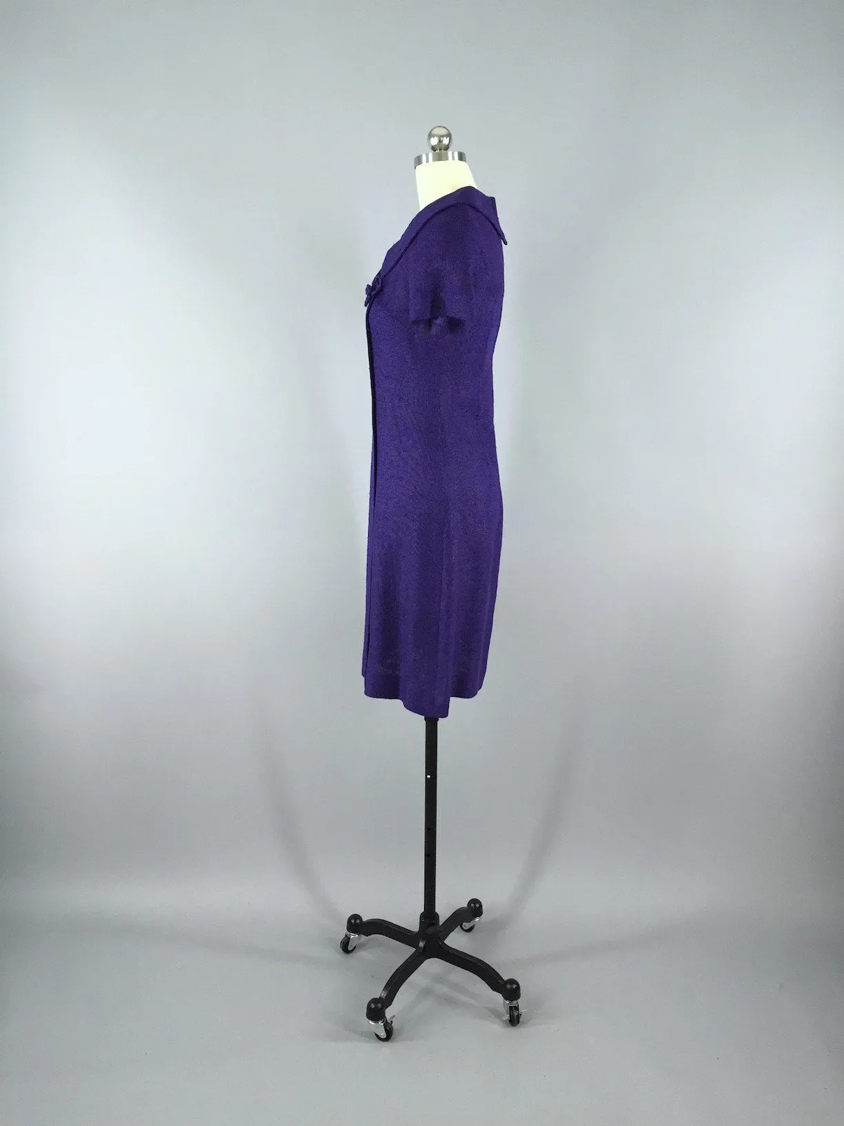 Vintage 1960s Day Dress / Purple Linen Scooter