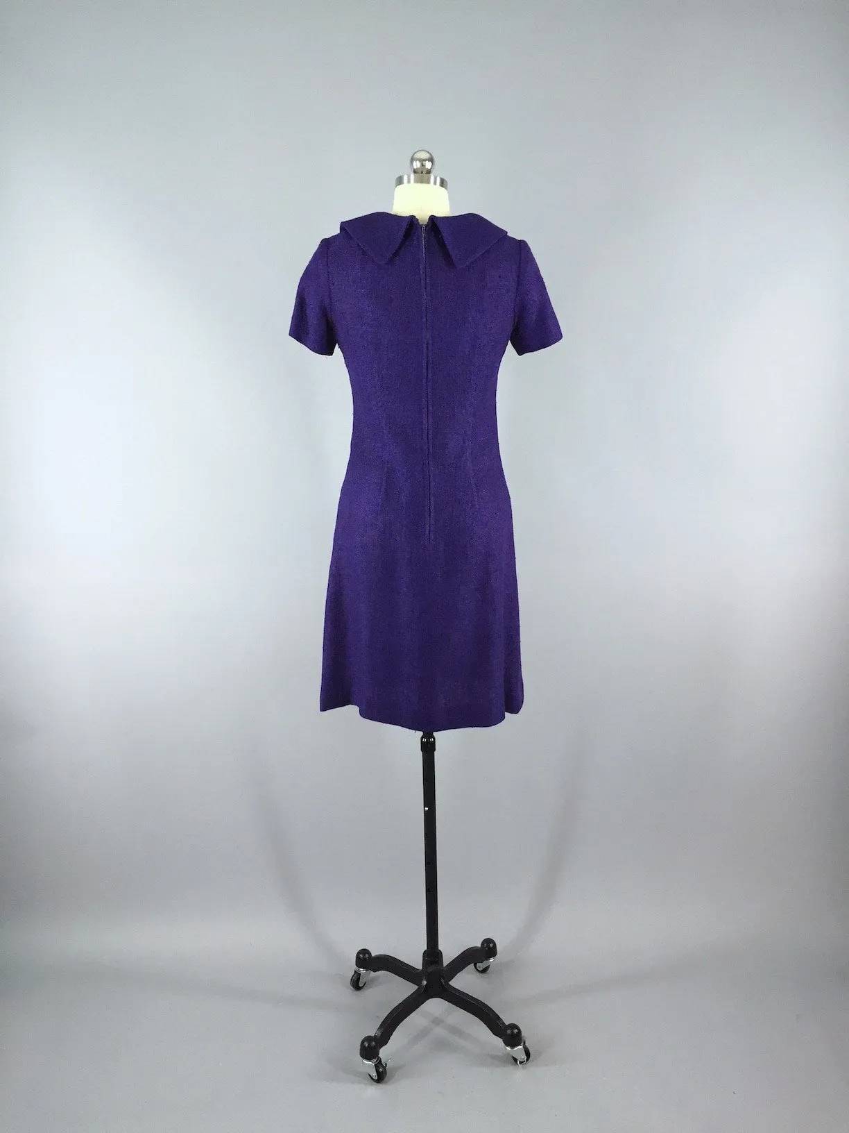 Vintage 1960s Day Dress / Purple Linen Scooter