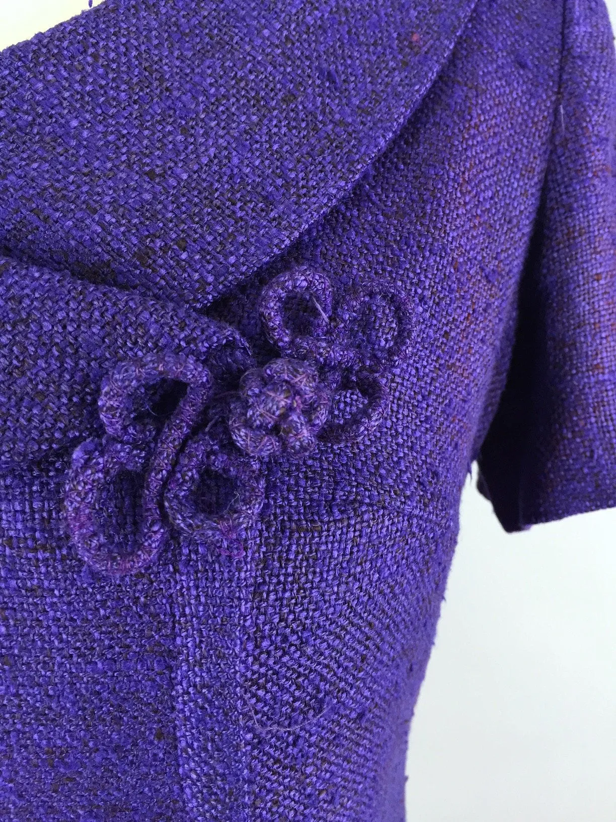 Vintage 1960s Day Dress / Purple Linen Scooter