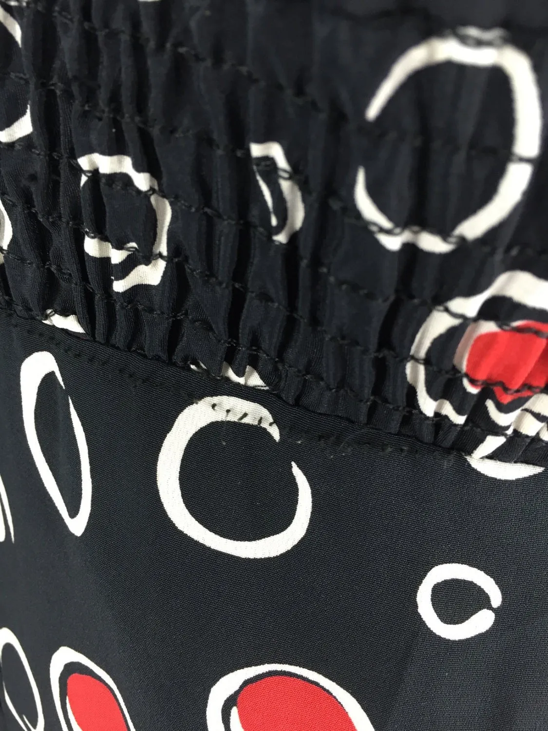 Vintage Day Dress / Black & Red Dots and Circles