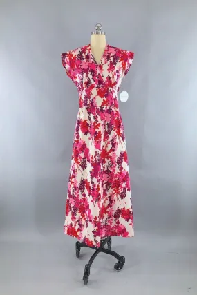 Vintage Pink Floral Maxi Dress