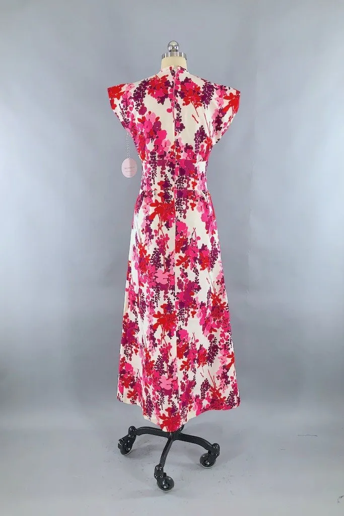 Vintage Pink Floral Maxi Dress