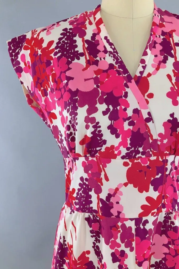 Vintage Pink Floral Maxi Dress